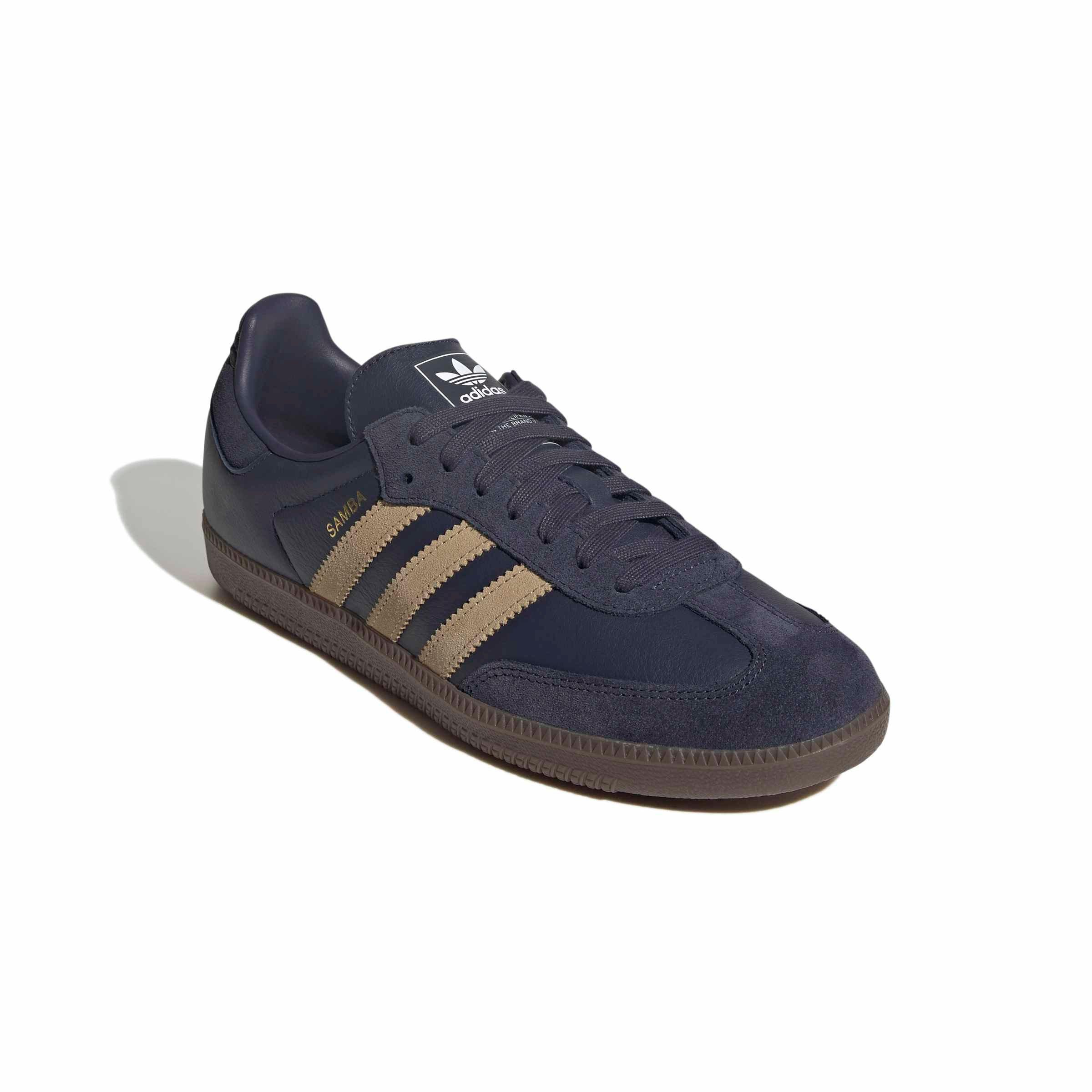 adidas Originals Samba OG "Shadow Navy/Golden Beige/Gum 5" Men's Shoe - NAVY/BEIGE/GUM Thumbnail View 3