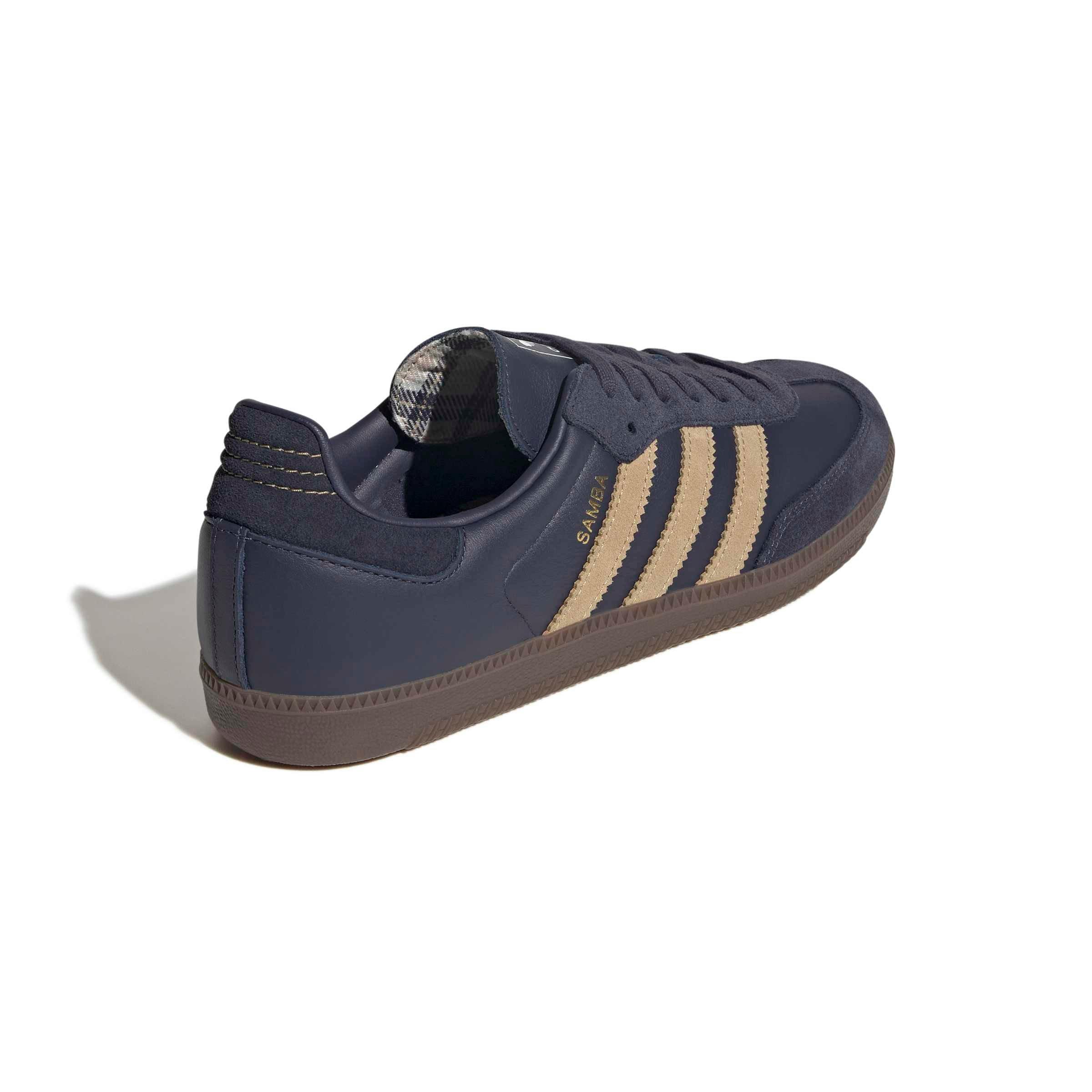 adidas Originals Samba OG "Shadow Navy/Golden Beige/Gum 5" Men's Shoe - NAVY/BEIGE/GUM Thumbnail View 4