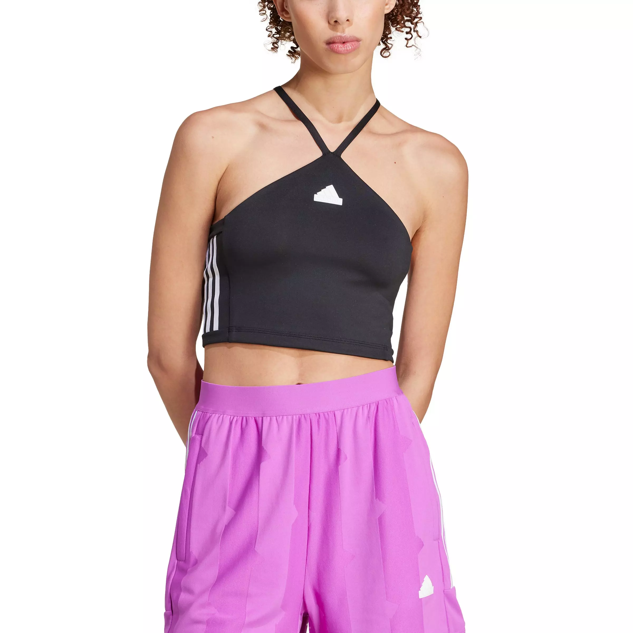 adidas Women's Tiro Cut 3-Stripes Summer Triangle Tank Top-Black - BLACK