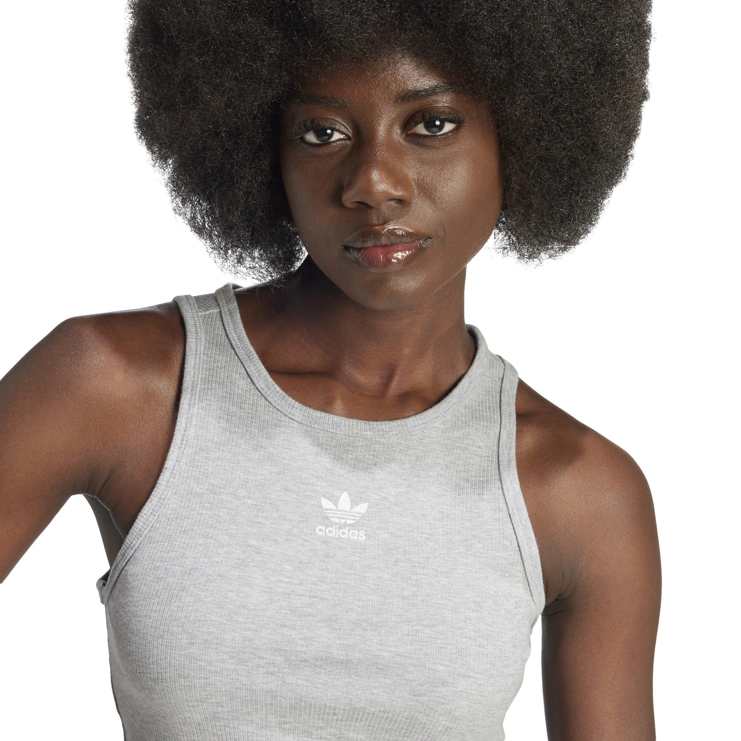 adidas Originals Women's Essentials Ribbed Tank Top-Grey - GREY Thumbnail View 3