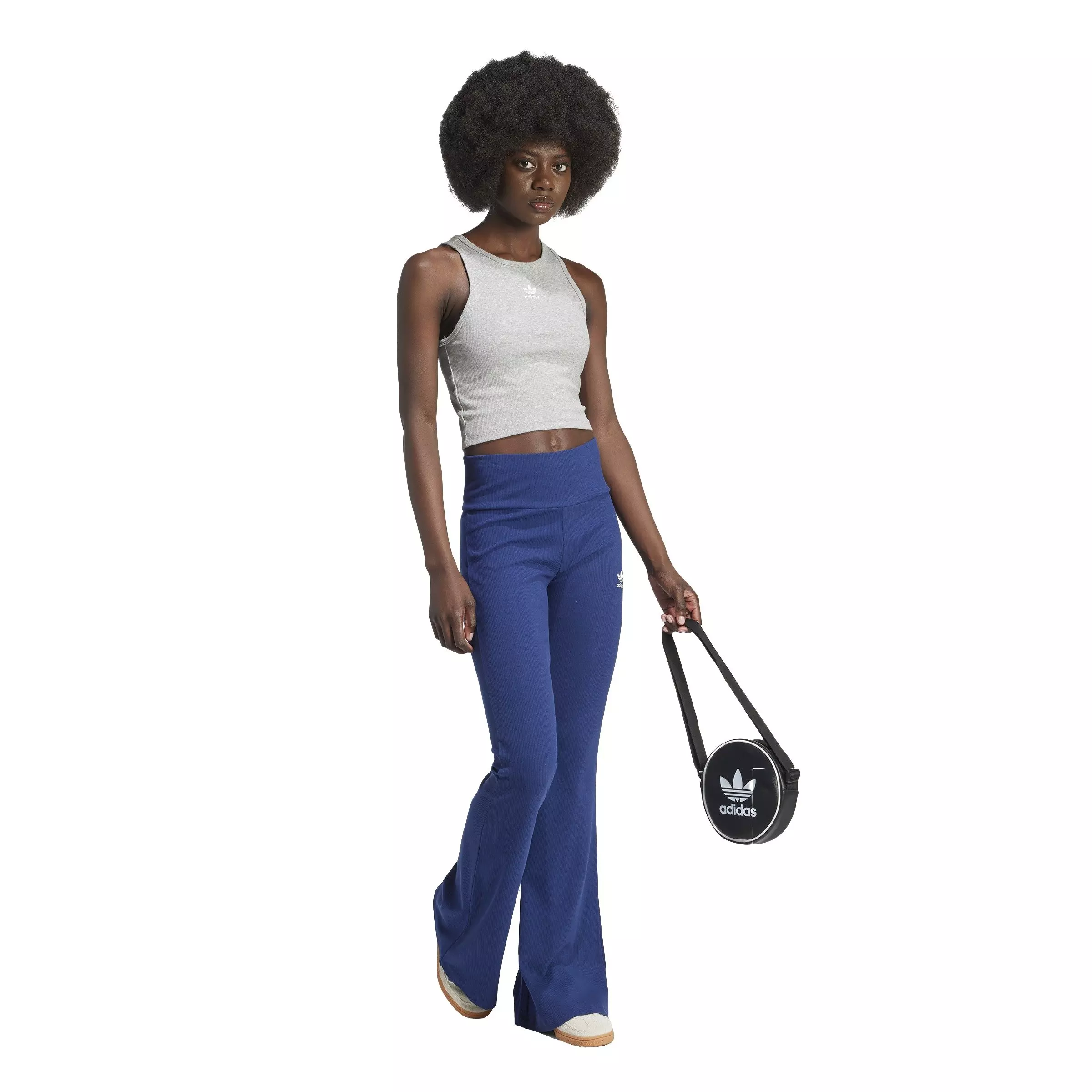 adidas Originals Women's Essentials Ribbed Tank Top-Grey - GREY