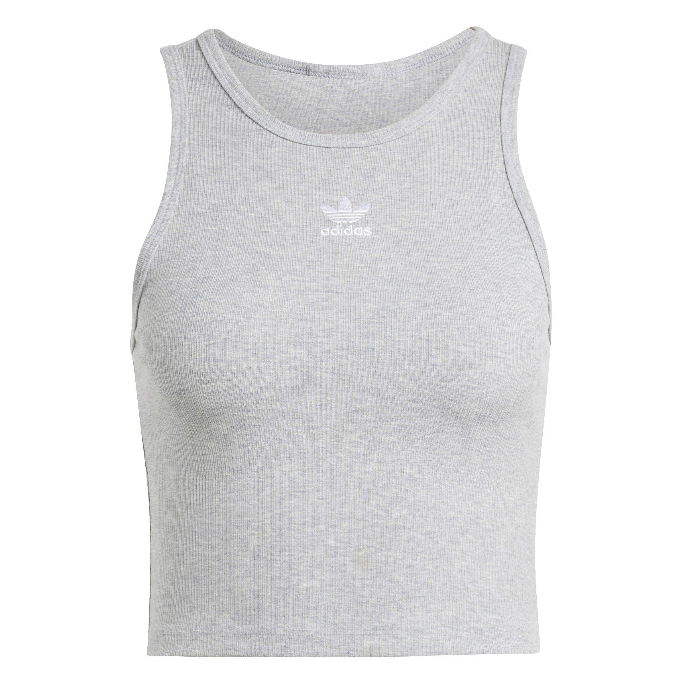 adidas Originals Women's Essentials Ribbed Tank Top-Grey - GREY Thumbnail View 6