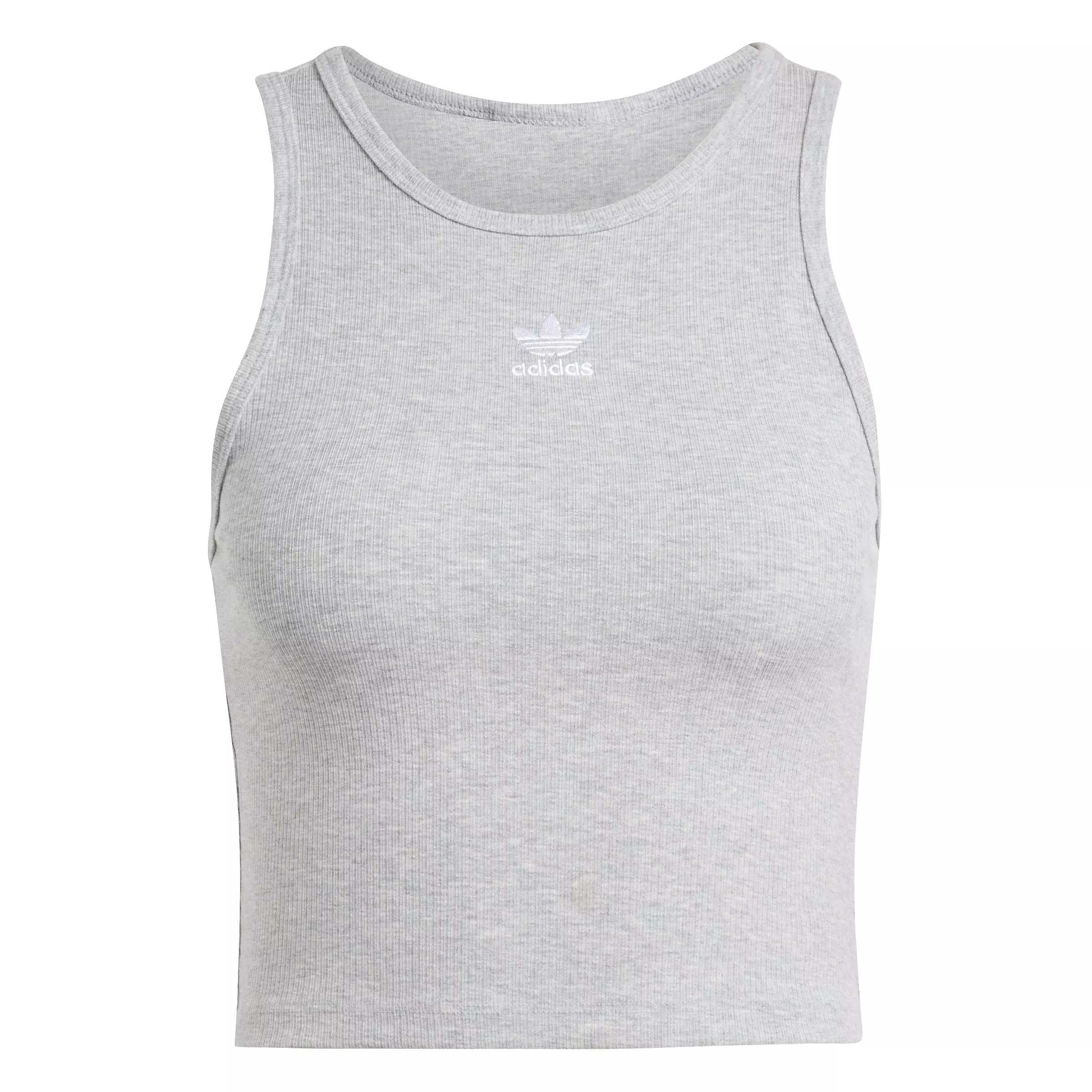 adidas Originals Women's Essentials Ribbed Tank Top-Grey - GREY
