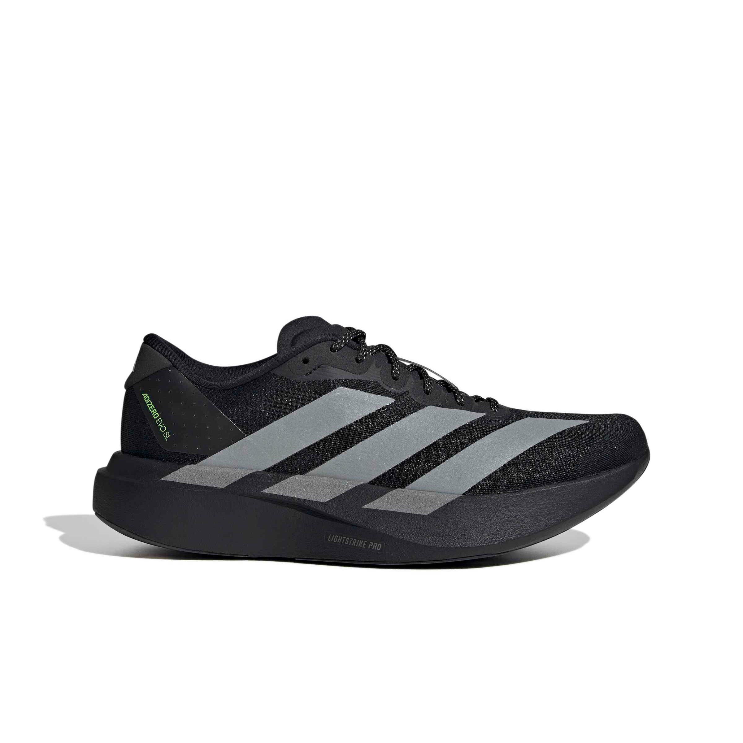 adidas Adizero EVO SL "Core Black/Silver Metallic/Signal Green" Men's Running Shoe - BLACK/SILVER/GREEN Thumbnail View 1