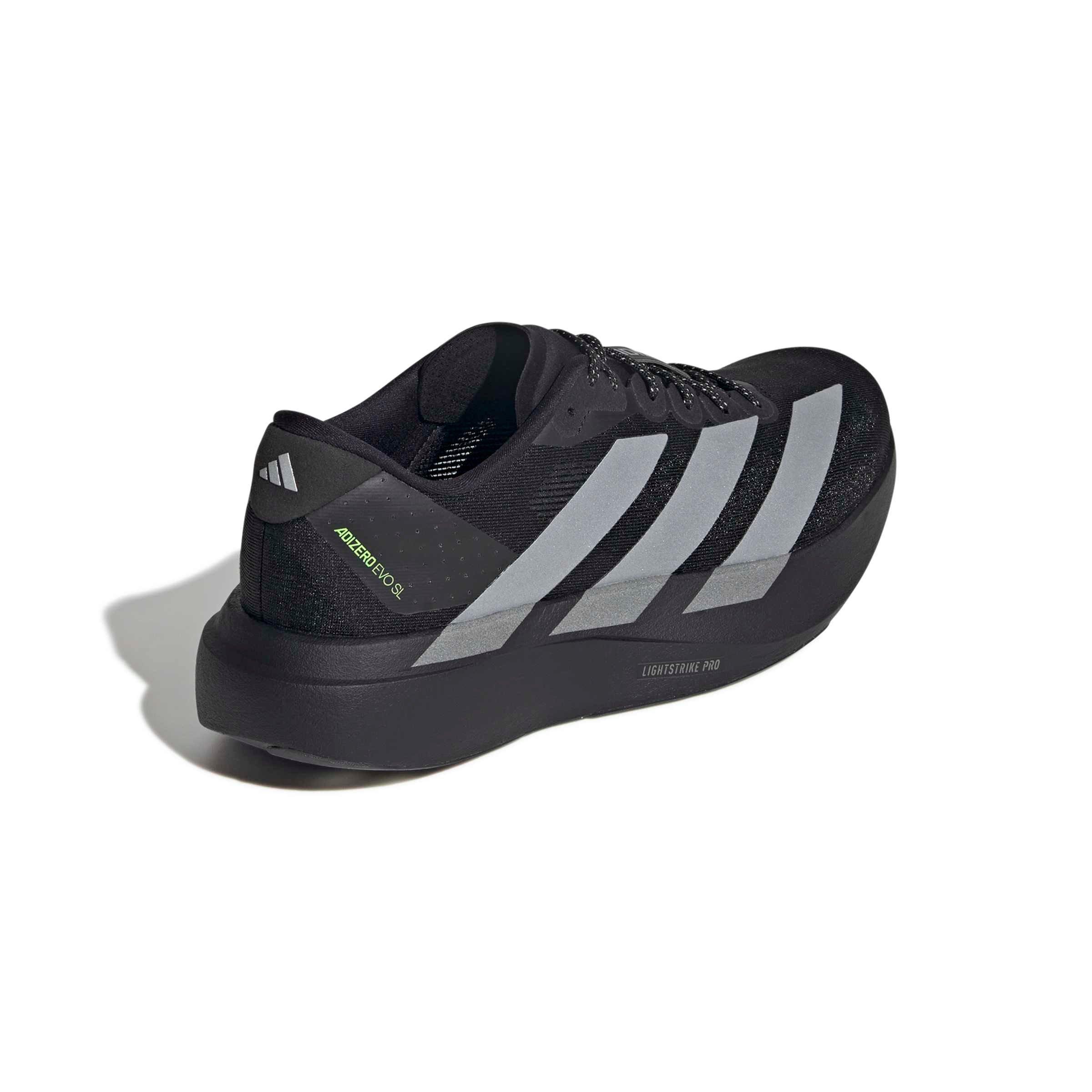 adidas Adizero EVO SL "Core Black/Silver Metallic/Signal Green" Men's Running Shoe - BLACK/SILVER/GREEN Thumbnail View 4