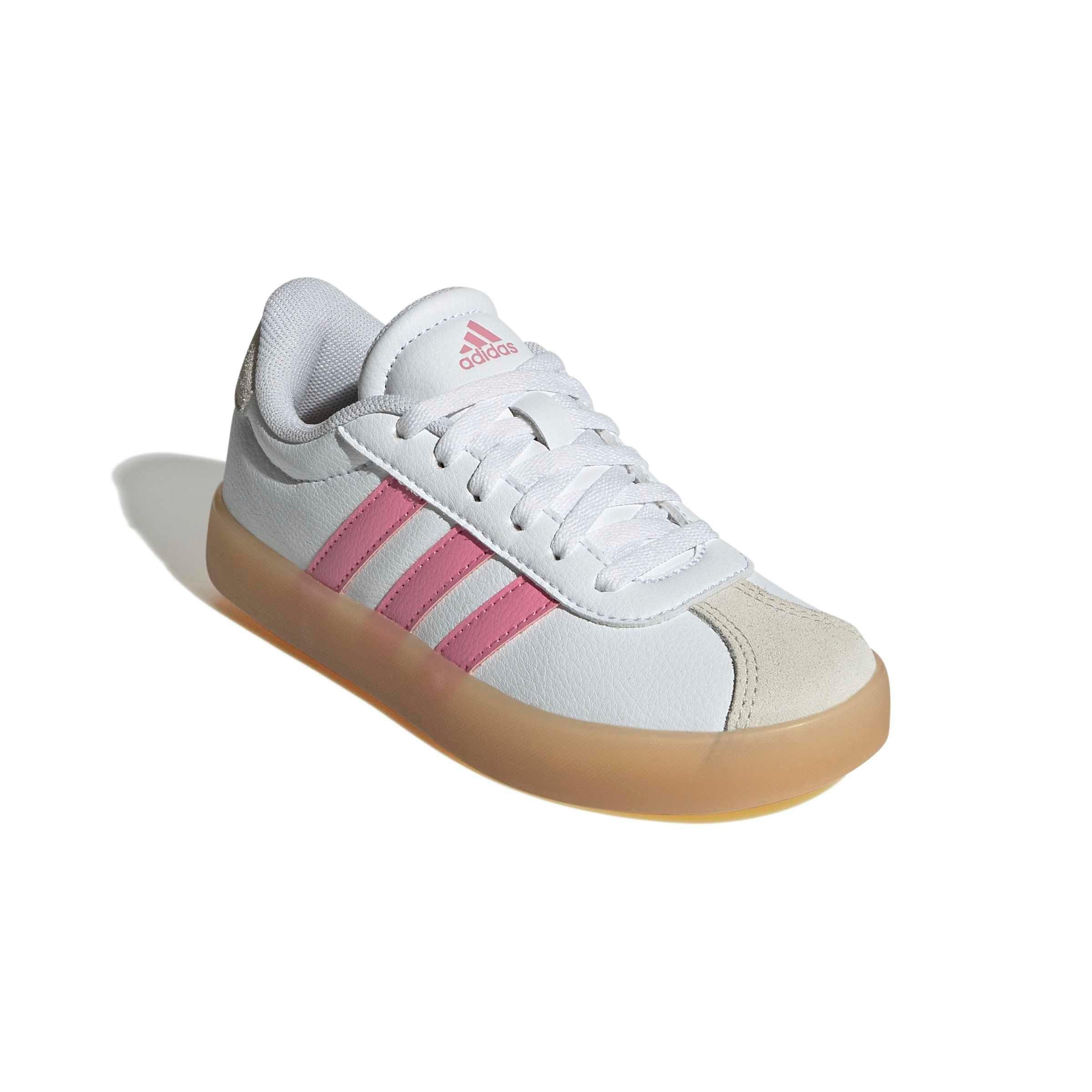adidas VL Court 3.0 "Ftwr White/Bliss Pink/Alumina" Preschool Girls' Shoe - WHITE/PINK/ALUMINA