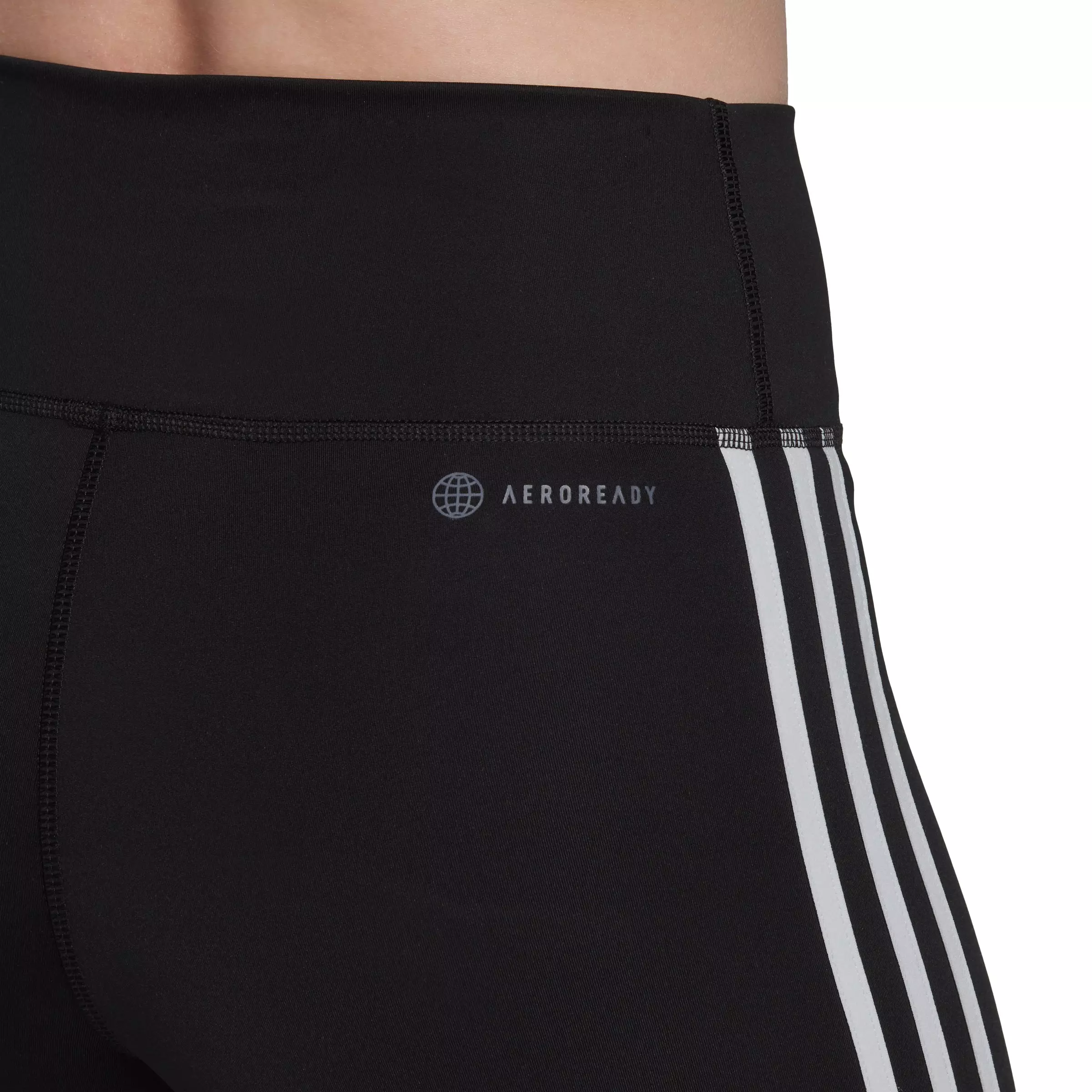 adidas Women's Training Essentials 3-Stripes High-Waisted Short Leggings-Black - BLACK