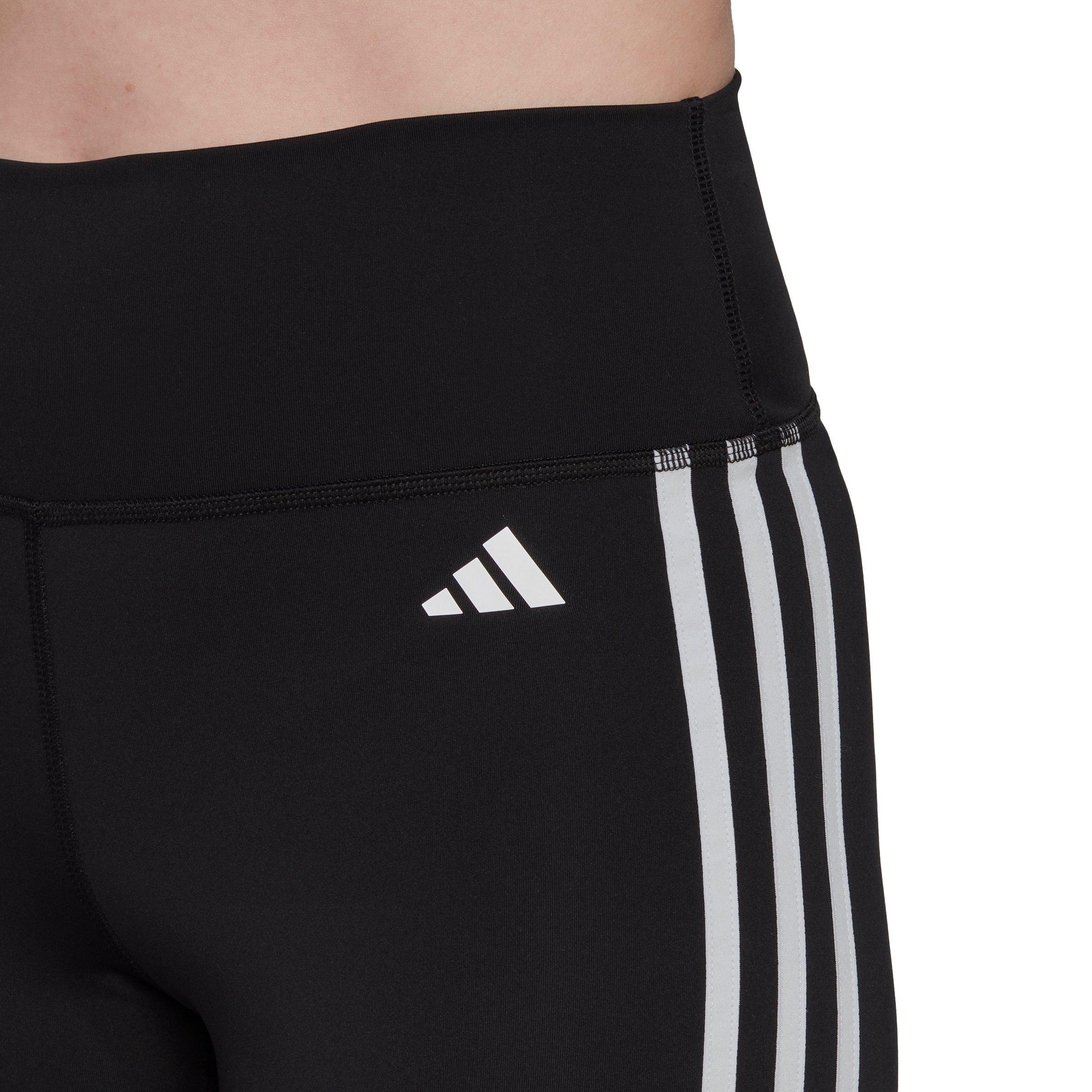 adidas Women's Training Essentials 3-Stripes High-Waisted Short Leggings-Black - BLACK Thumbnail View 4