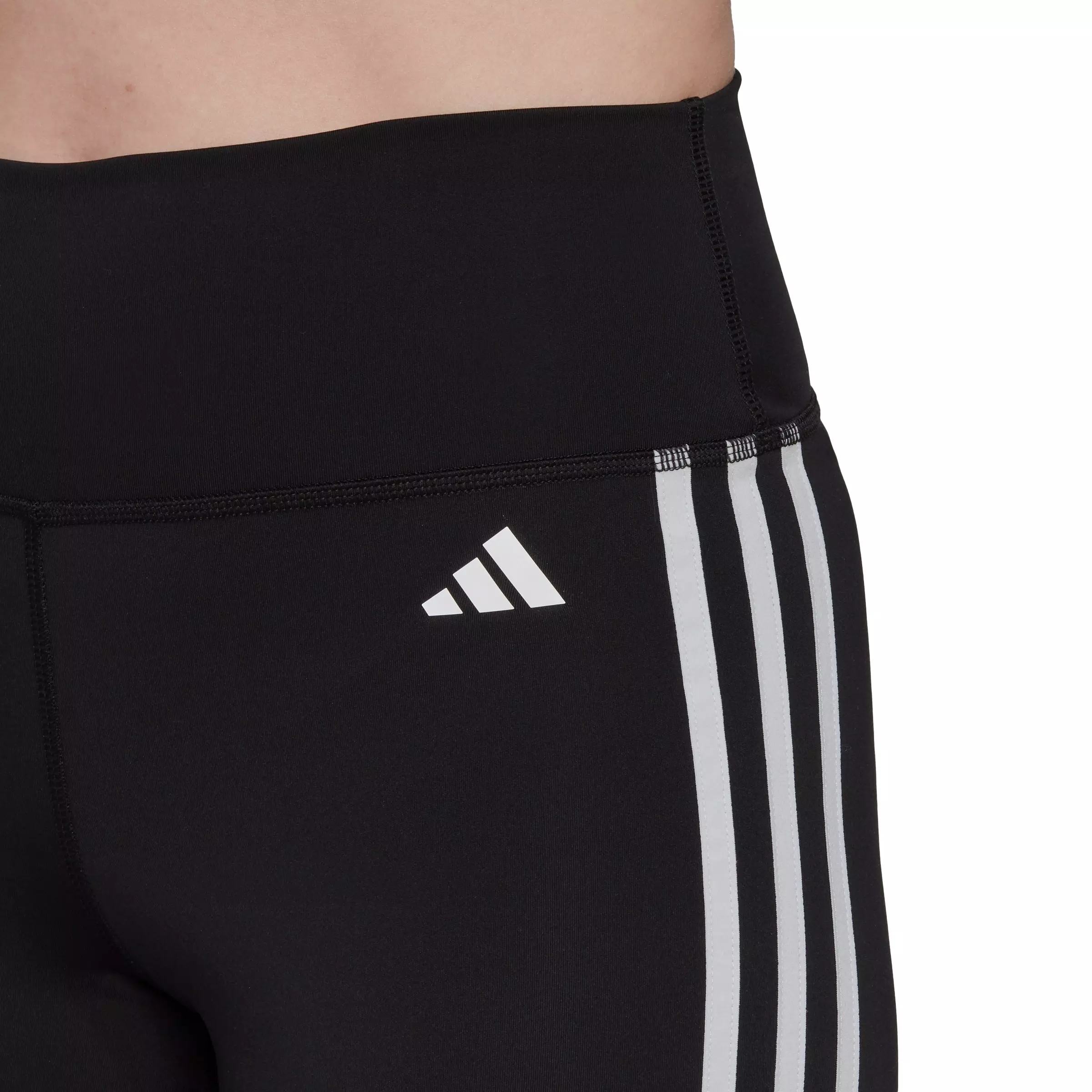adidas Women's Training Essentials 3-Stripes High-Waisted Short Leggings-Black - BLACK