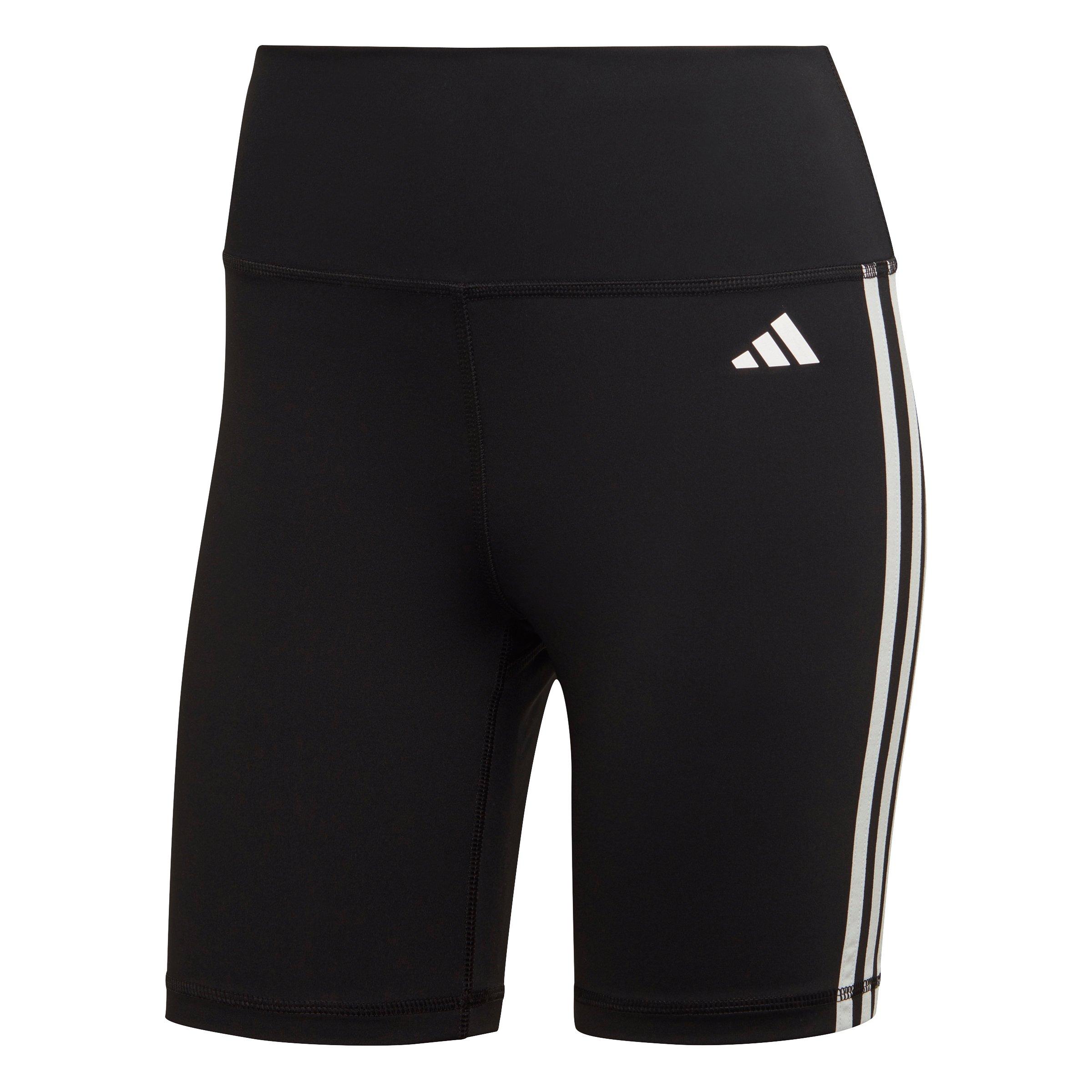 adidas Women's Training Essentials 3-Stripes High-Waisted Short Leggings-Black - BLACK Thumbnail View 6