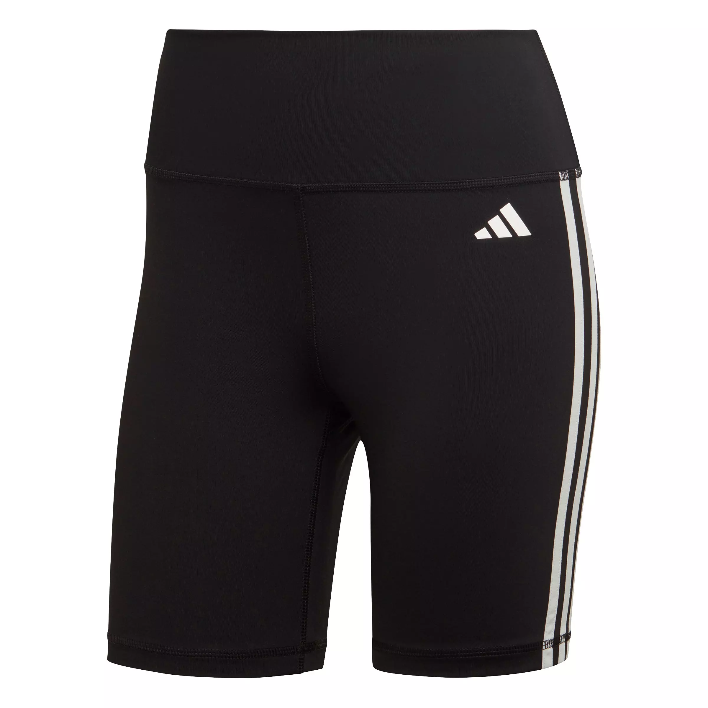 adidas Women's Training Essentials 3-Stripes High-Waisted Short Leggings-Black - BLACK