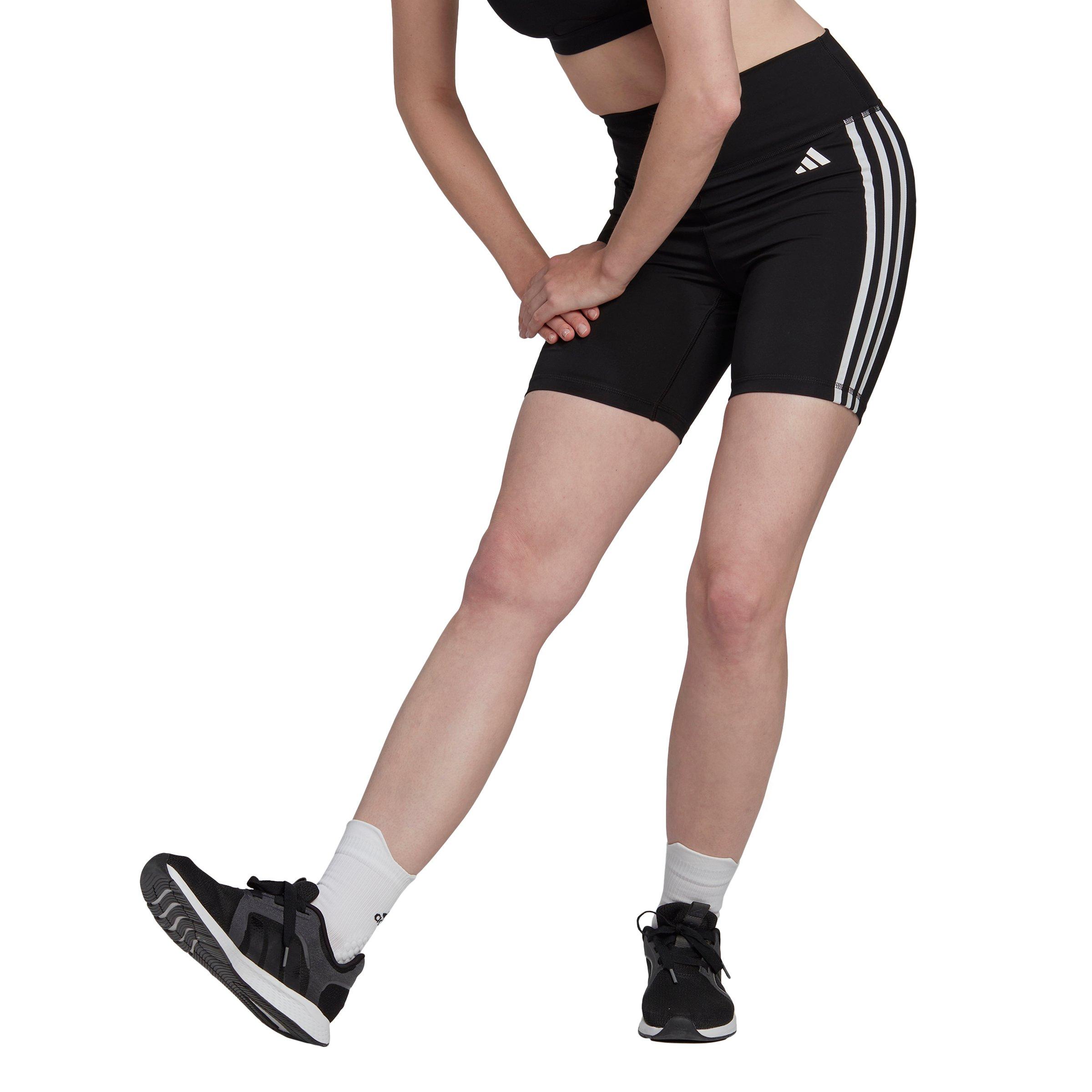 adidas Women's Training Essentials 3-Stripes High-Waisted Short Leggings-Black - BLACK Thumbnail View 1