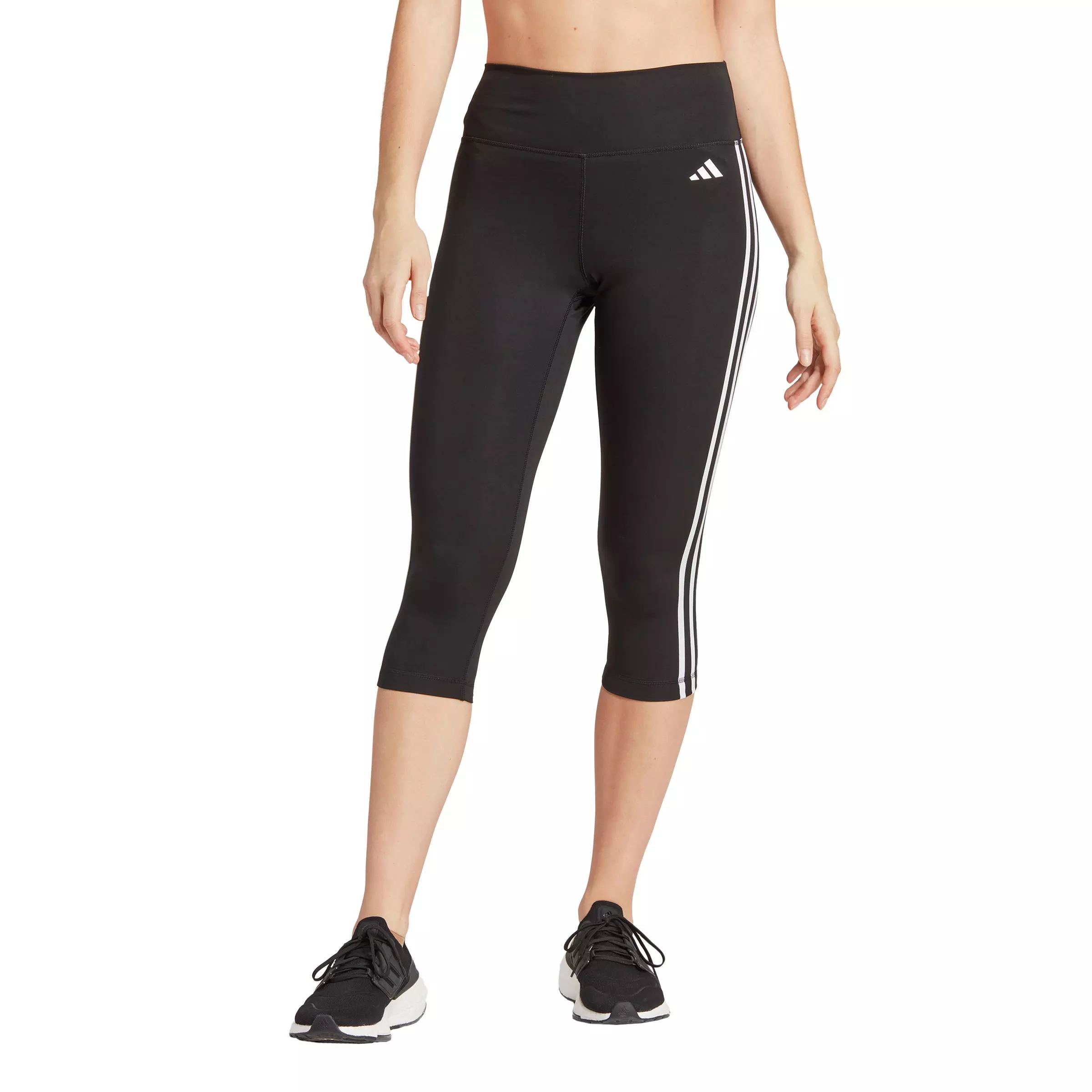 adidas Women's Train Essentials 3-Stripes High Waisted 3/4 Tight-Black - BLACK