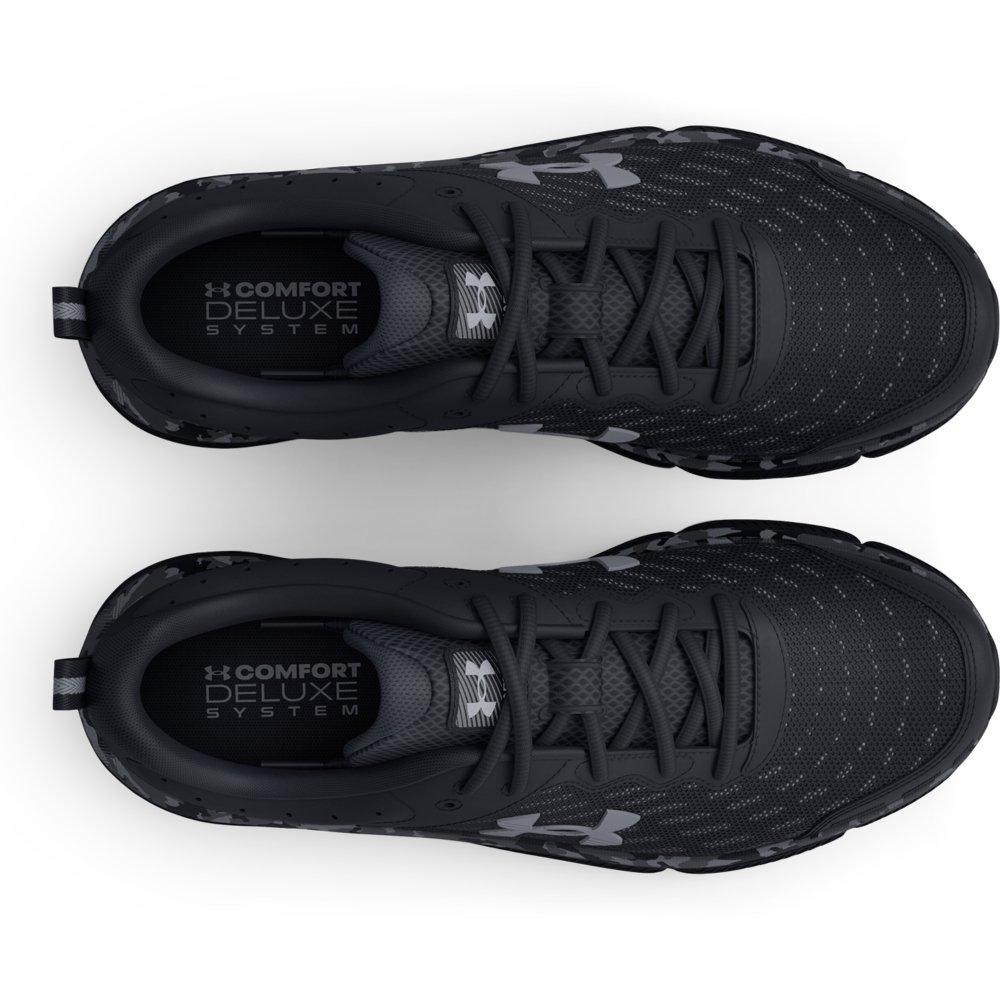 Under Armour Charged Assert 10 Camo "Black / Pitch Gray" Men's Running Shoe - BLACK/GREY Thumbnail View 4