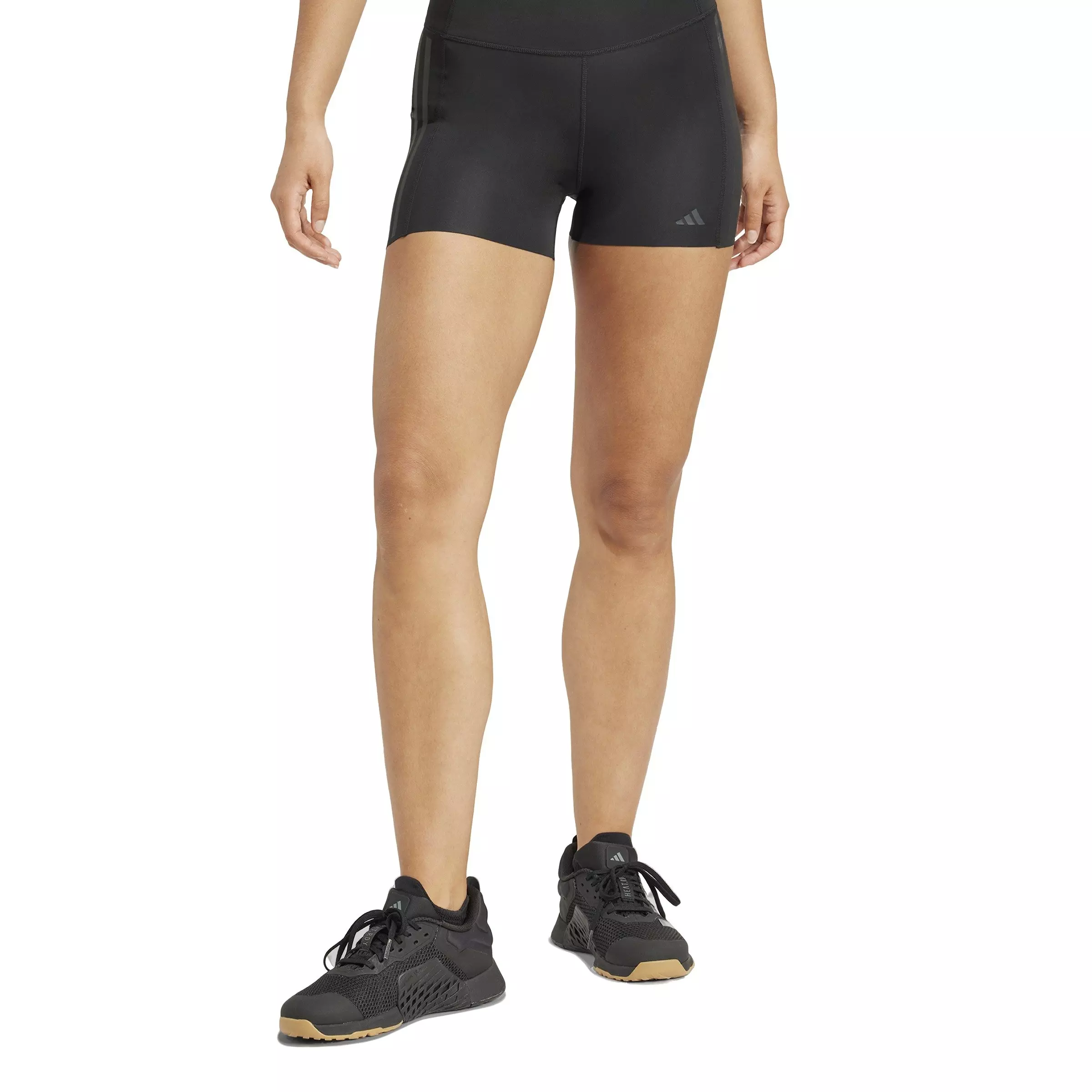 adidas Women's Optime 4-Inch Raw-Cut-Hem Legging Shorts-Black - BLACK