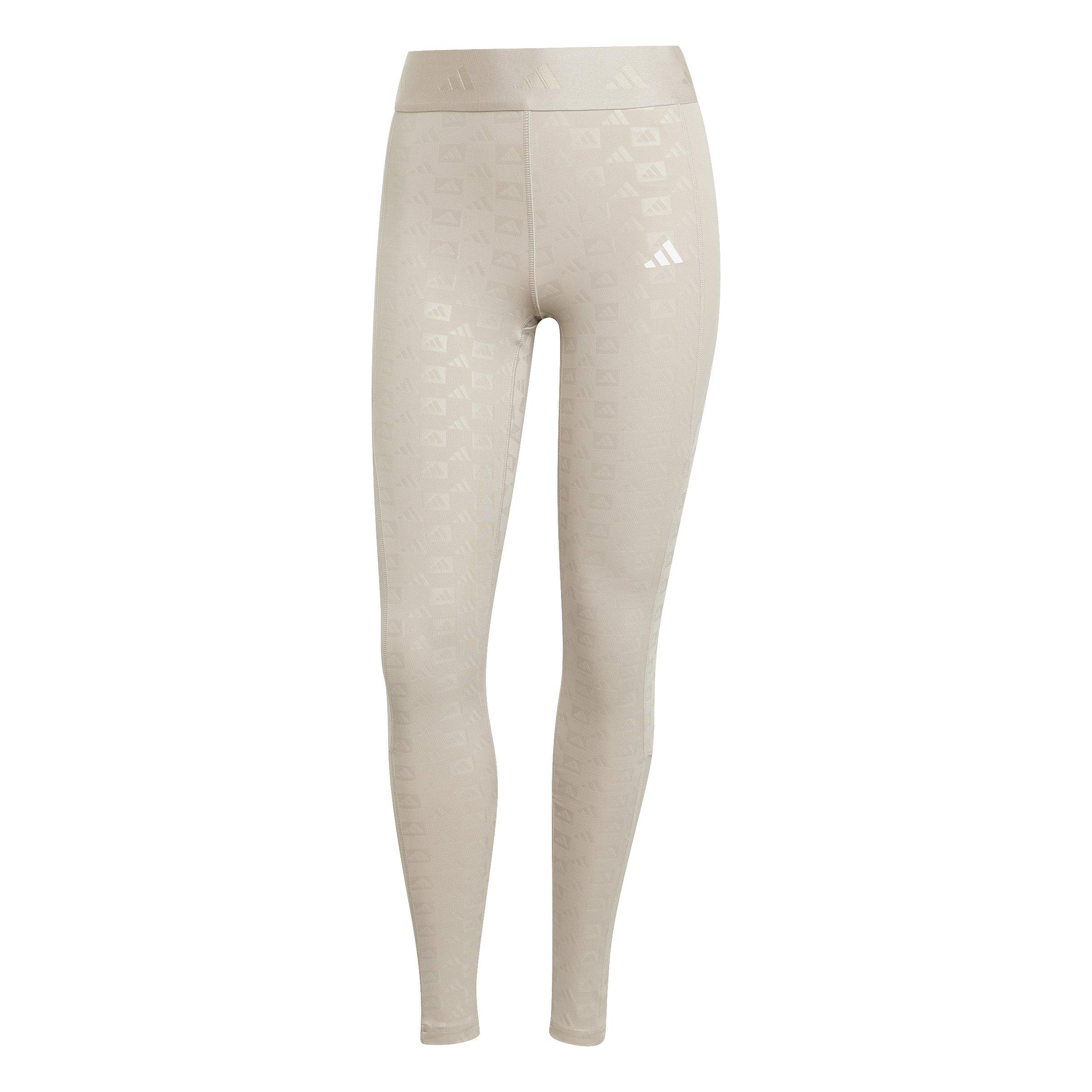 adidas Women's Hyperglam Full-Length Emboss Leggings-Beige