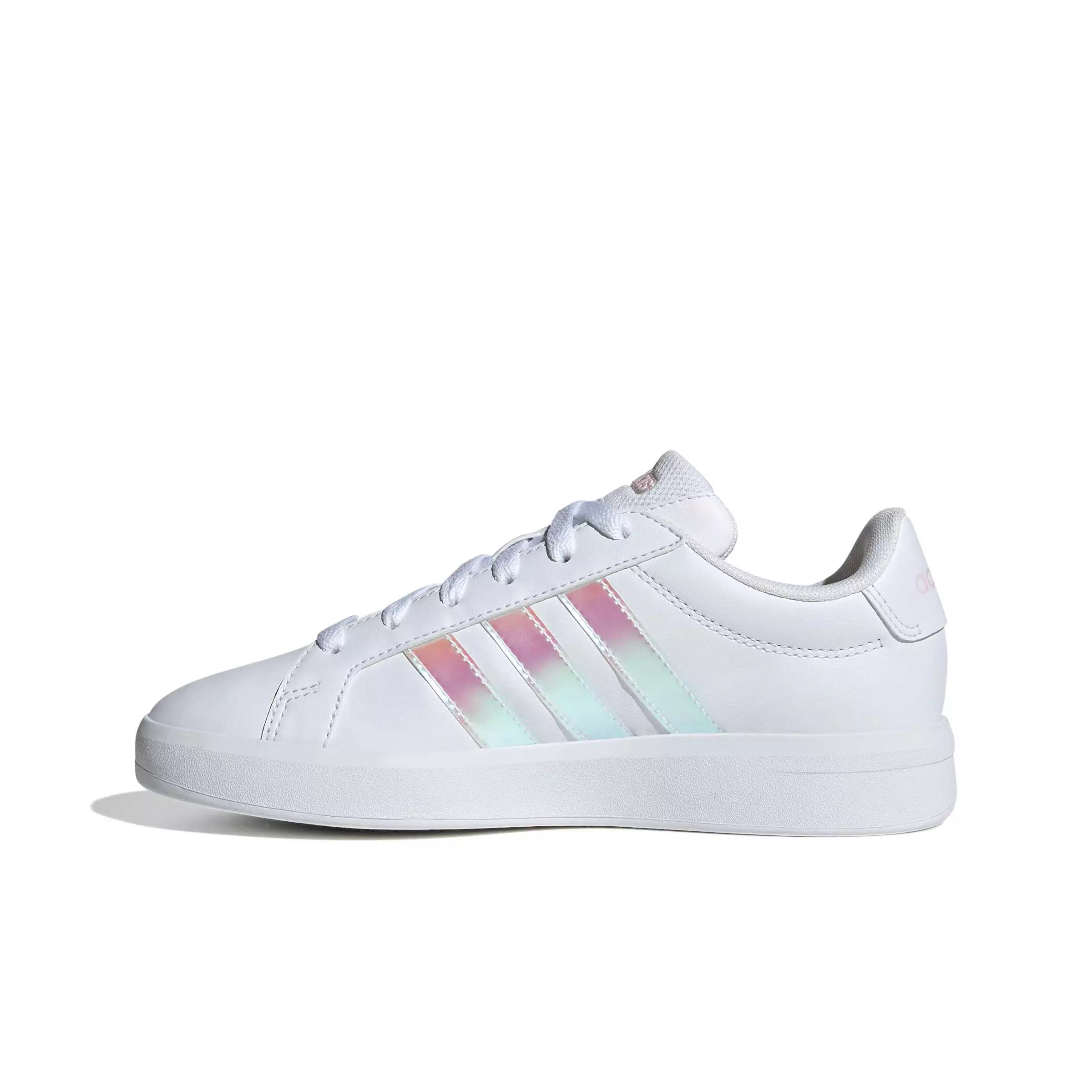 adidas Grand Court 3.0 "Ftwr White/Iridescent/Almost Pink" Grade School Girls' Shoe - WHITE/IRIDESCENT/PINK