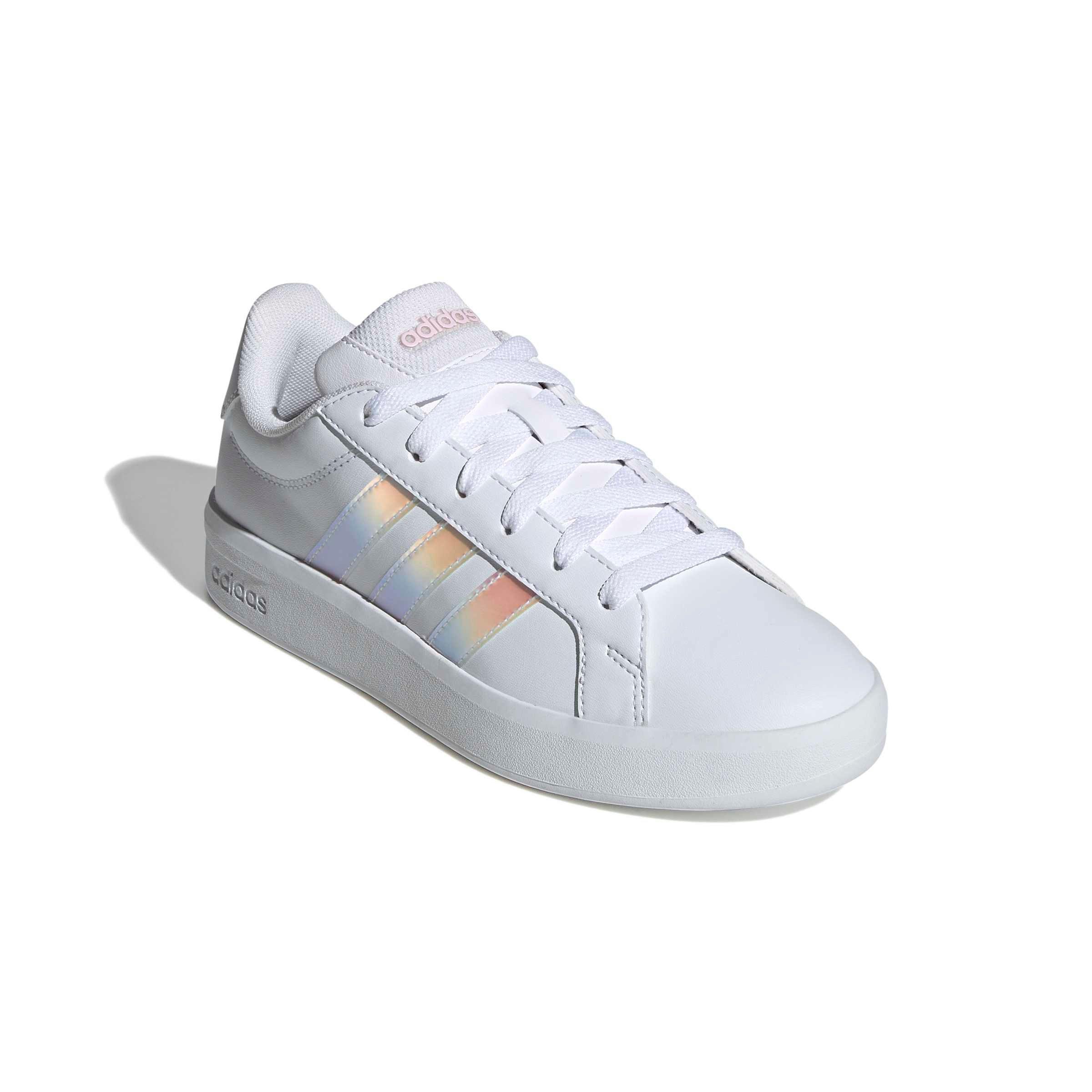 adidas Grand Court 3.0 "Ftwr White/Iridescent/Almost Pink" Grade School Girls' Shoe - WHITE/IRIDESCENT/PINK
