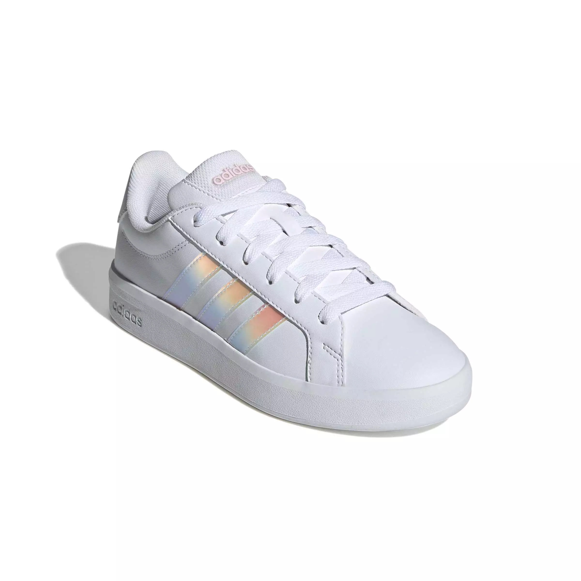 adidas Grand Court 3.0 "Ftwr White/Iridescent/Almost Pink" Grade School Girls' Shoe - WHITE/IRIDESCENT/PINK