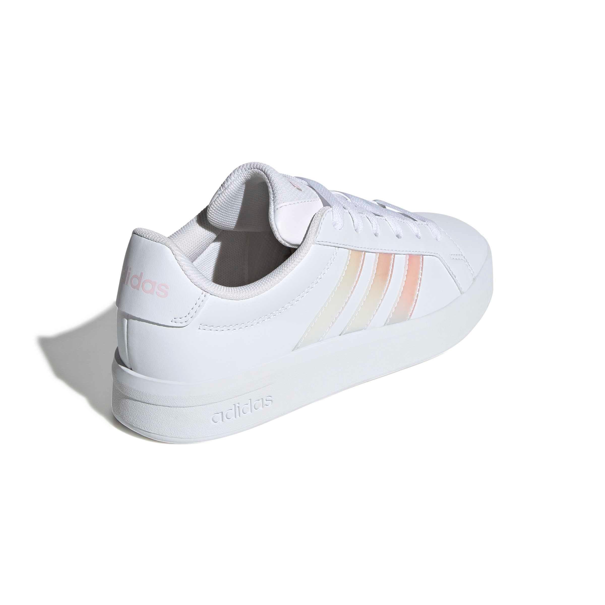 adidas Grand Court 3.0 "Ftwr White/Iridescent/Almost Pink" Grade School Girls' Shoe - WHITE/IRIDESCENT/PINK
