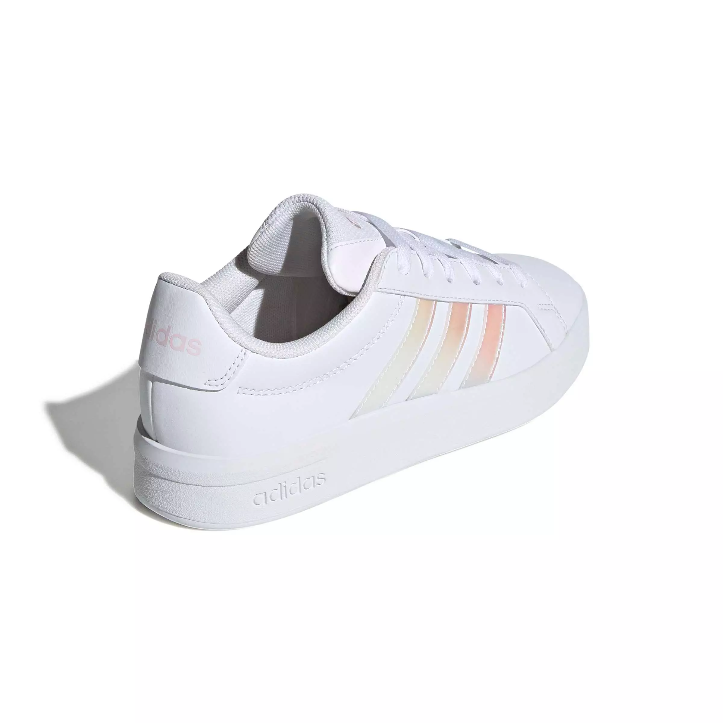 adidas Grand Court 3.0 "Ftwr White/Iridescent/Almost Pink" Grade School Girls' Shoe - WHITE/IRIDESCENT/PINK