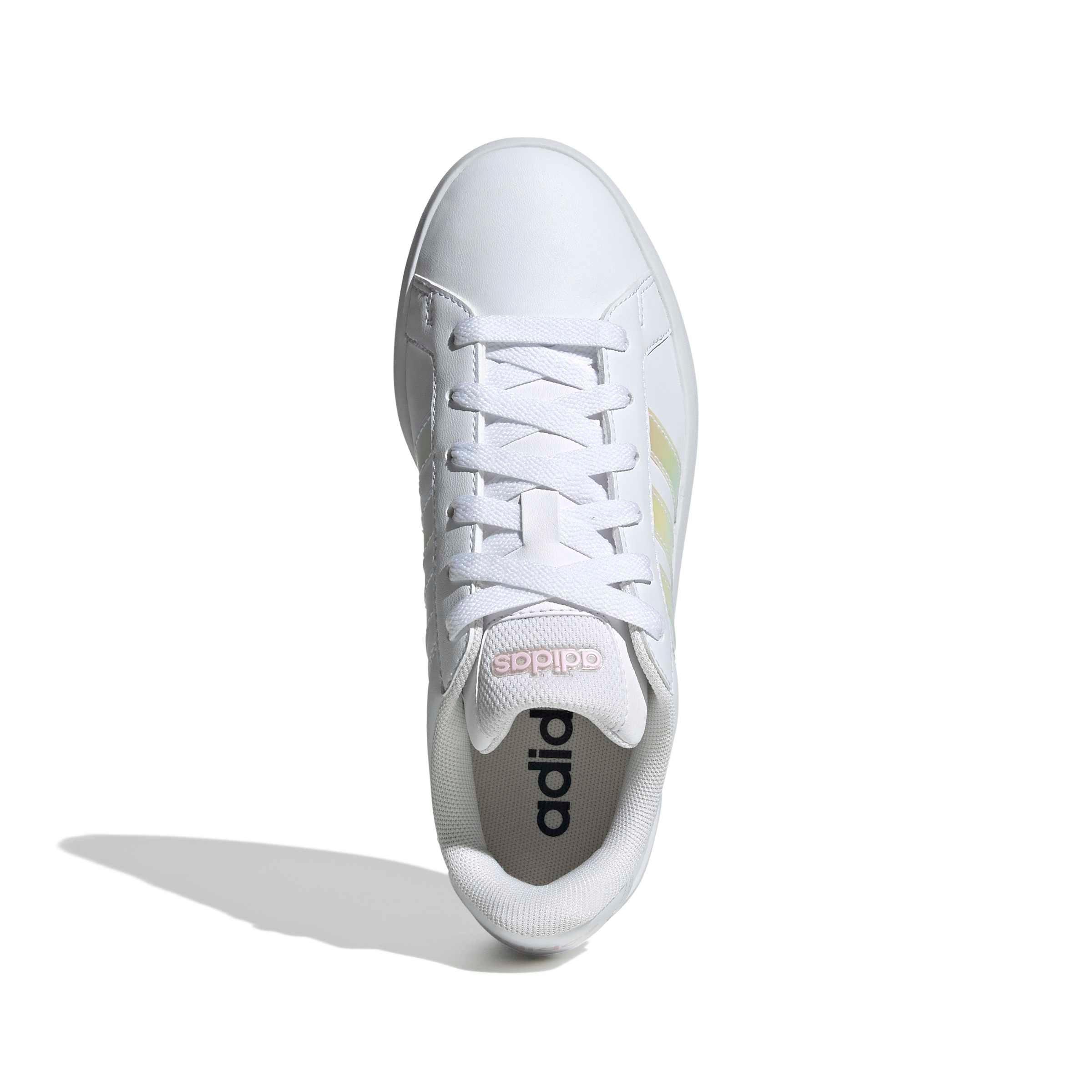 adidas Grand Court 3.0 "Ftwr White/Iridescent/Almost Pink" Grade School Girls' Shoe - WHITE/IRIDESCENT/PINK