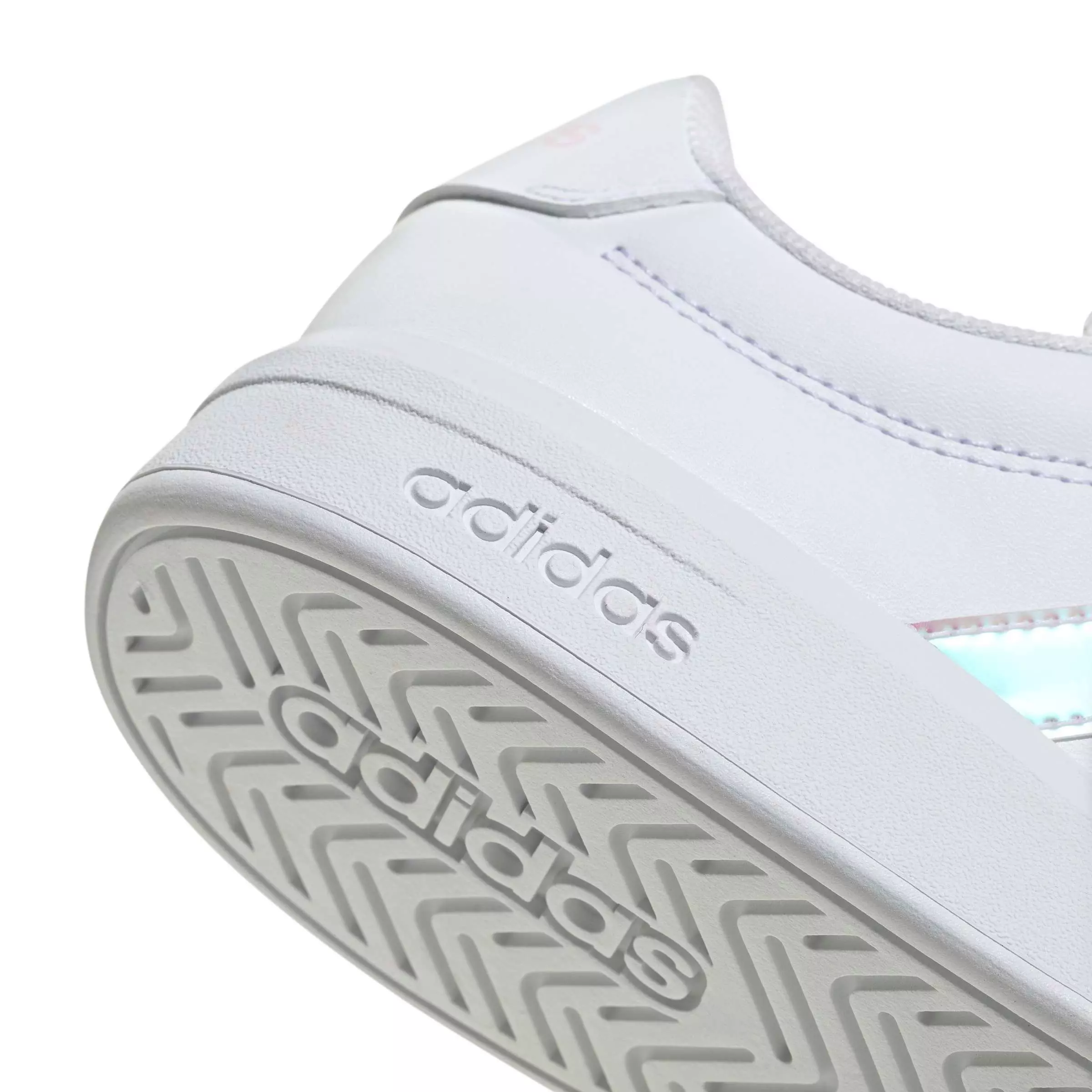 adidas Grand Court 3.0 "Ftwr White/Iridescent/Almost Pink" Grade School Girls' Shoe - WHITE/IRIDESCENT/PINK