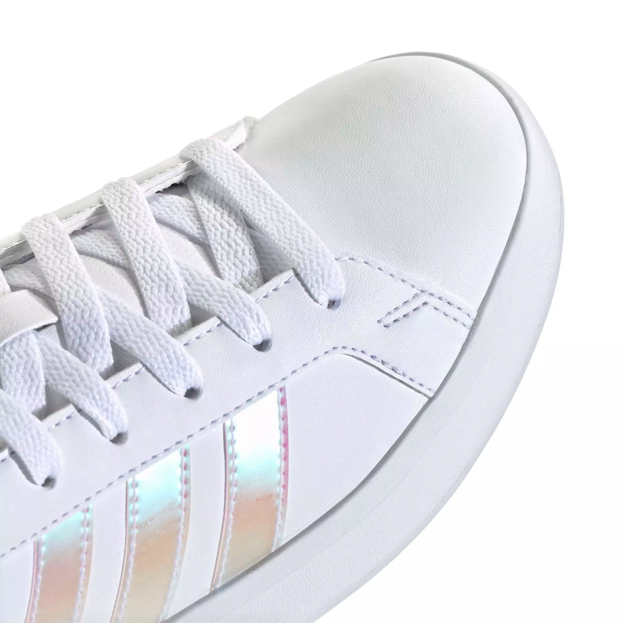 adidas Grand Court 3.0 "Ftwr White/Iridescent/Almost Pink" Grade School Girls' Shoe - WHITE/IRIDESCENT/PINK