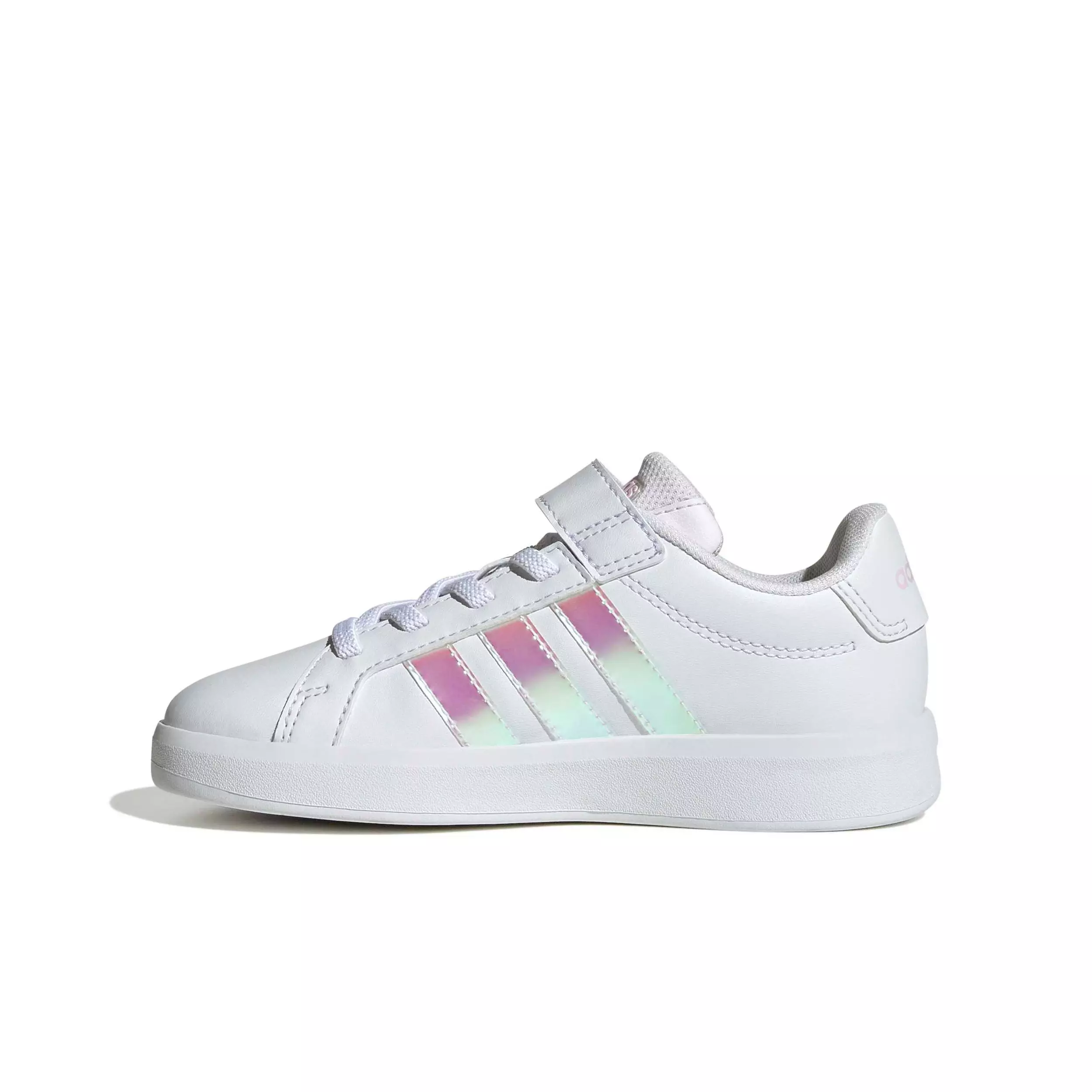 adidas Grand Court 3.0 EL C "Ftwr White/Iridescent/Ftwr White" Preschool Girls' Shoe - WHITE/IRIDESCENT/WHITE