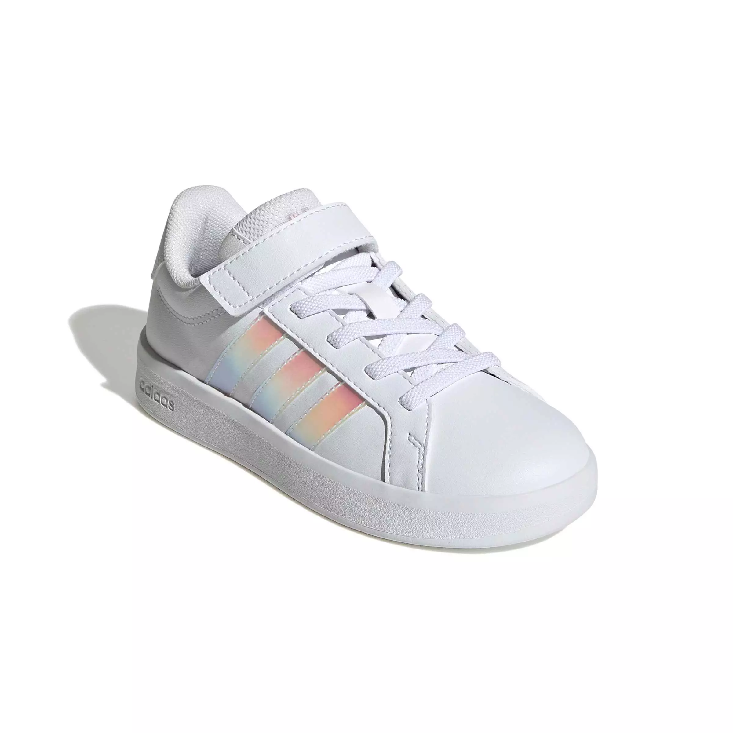 adidas Grand Court 3.0 EL C "Ftwr White/Iridescent/Ftwr White" Preschool Girls' Shoe - WHITE/IRIDESCENT/WHITE