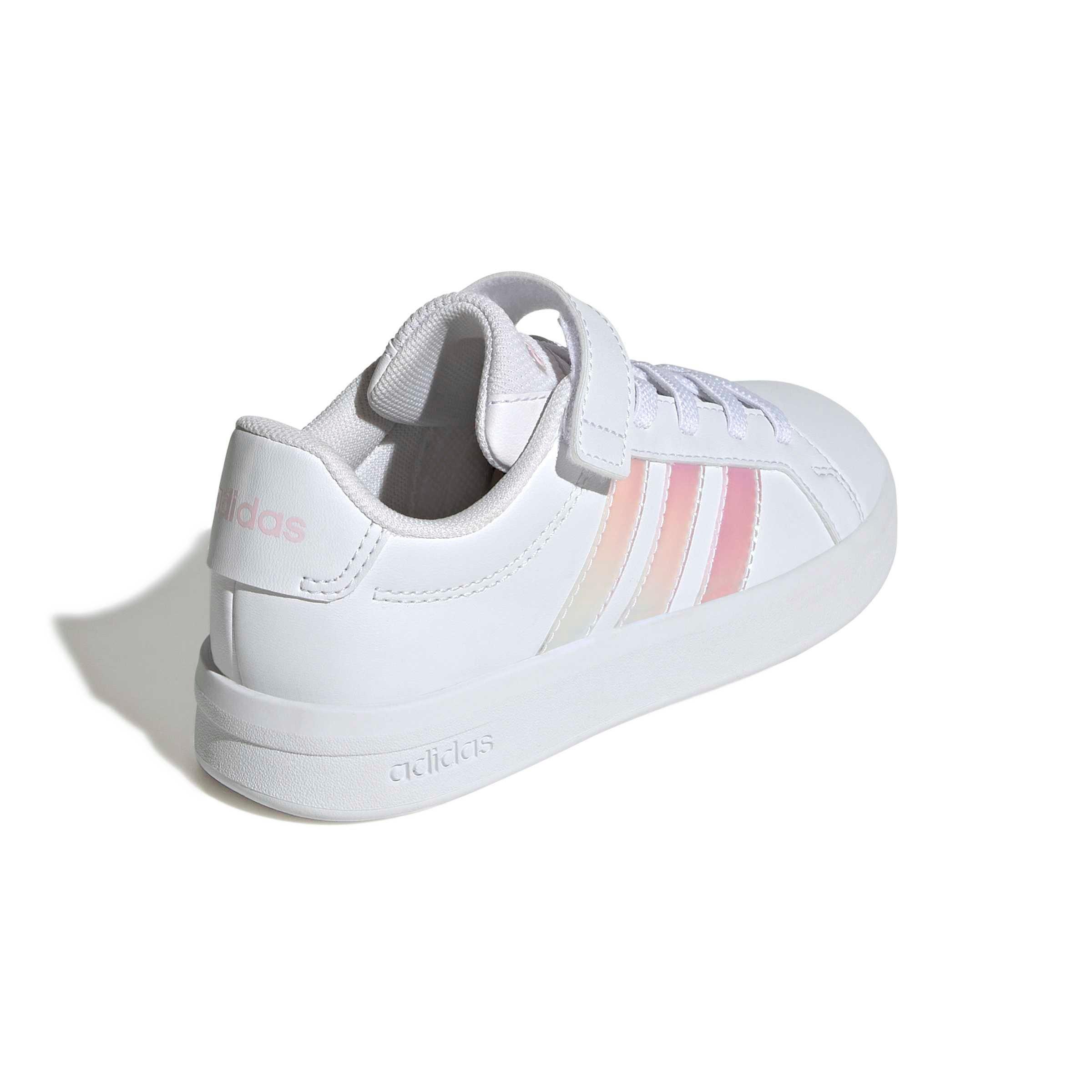 adidas Grand Court 3.0 EL C "Ftwr White/Iridescent/Ftwr White" Preschool Girls' Shoe - WHITE/IRIDESCENT/WHITE