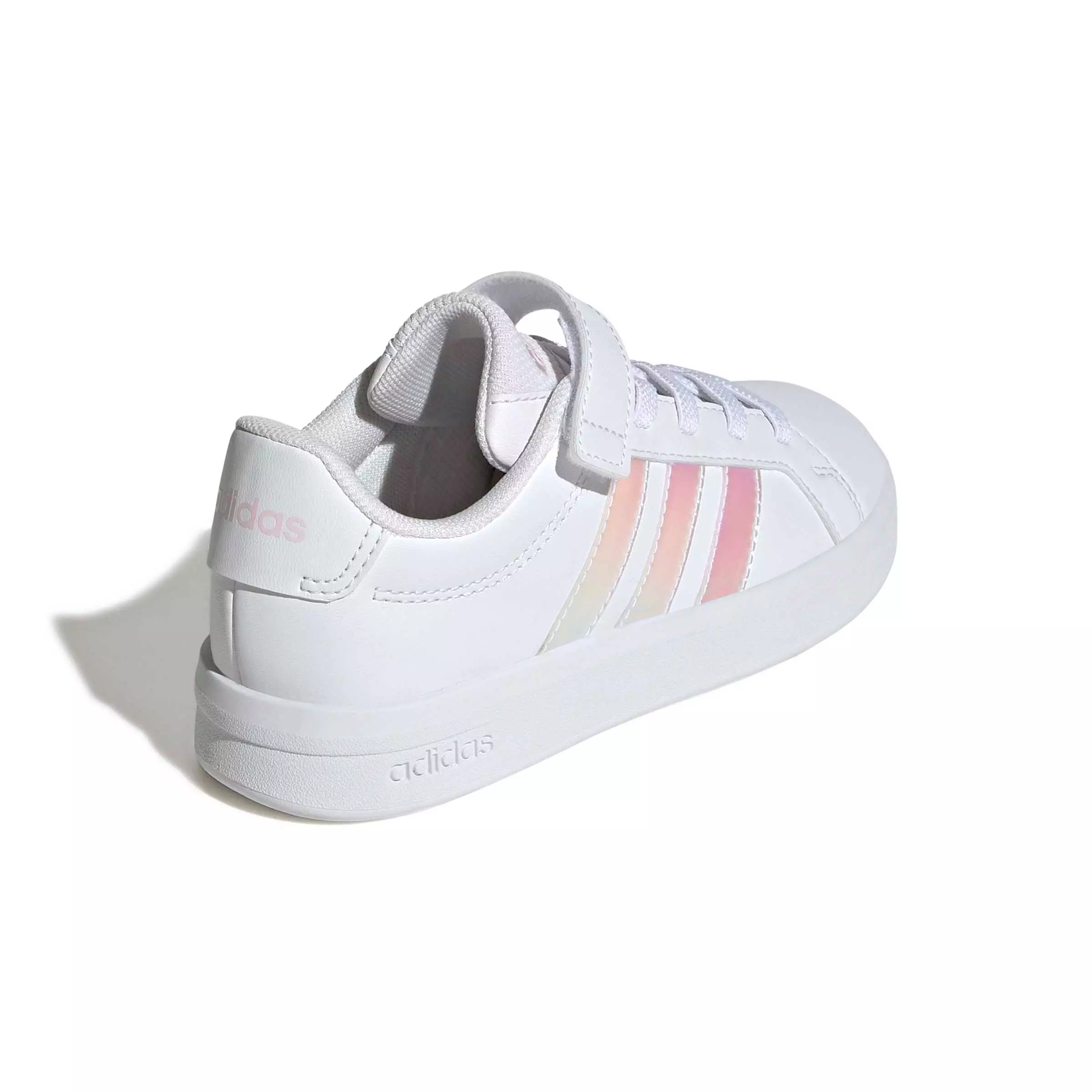 adidas Grand Court 3.0 EL C "Ftwr White/Iridescent/Ftwr White" Preschool Girls' Shoe - WHITE/IRIDESCENT/WHITE
