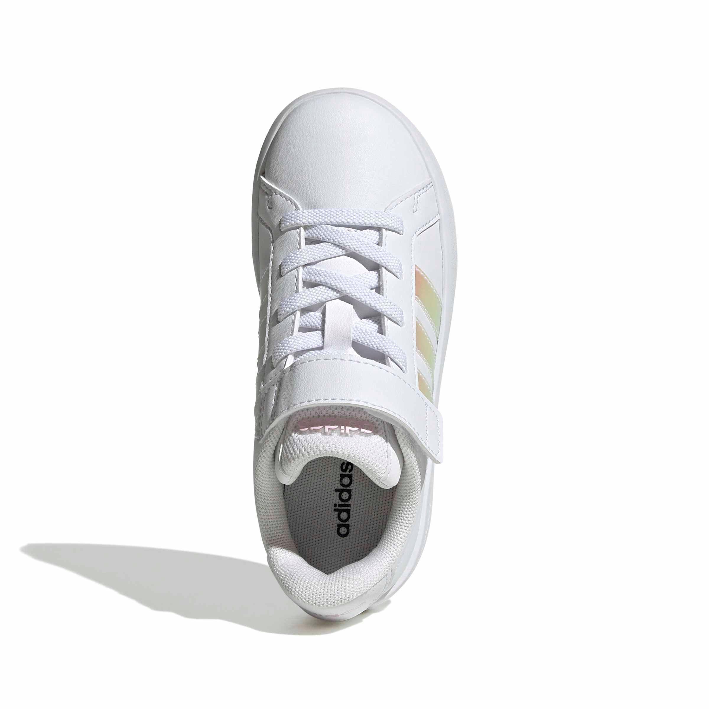 adidas Grand Court 3.0 EL C "Ftwr White/Iridescent/Ftwr White" Preschool Girls' Shoe - WHITE/IRIDESCENT/WHITE
