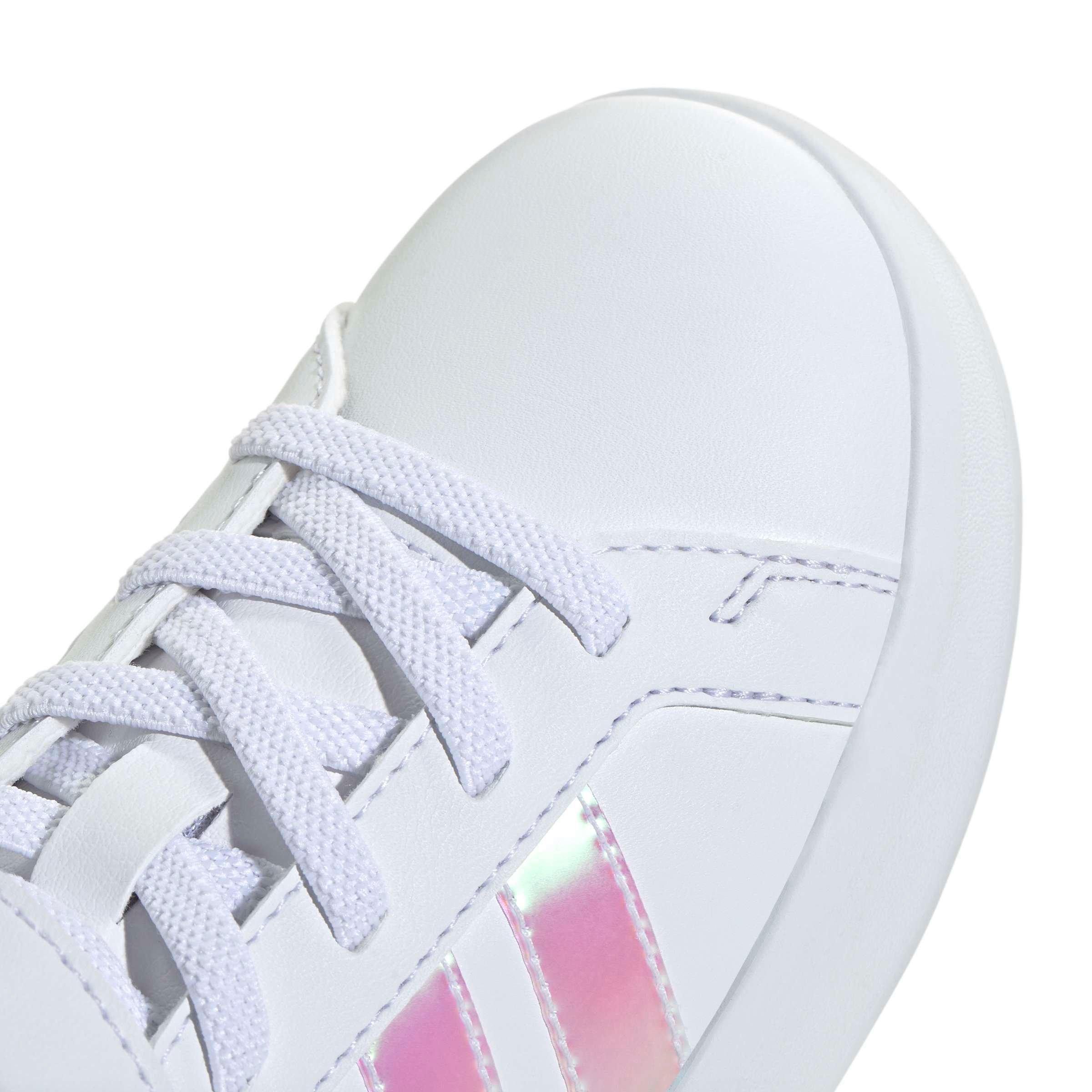 adidas Grand Court 3.0 EL C "Ftwr White/Iridescent/Ftwr White" Preschool Girls' Shoe - WHITE/IRIDESCENT/WHITE