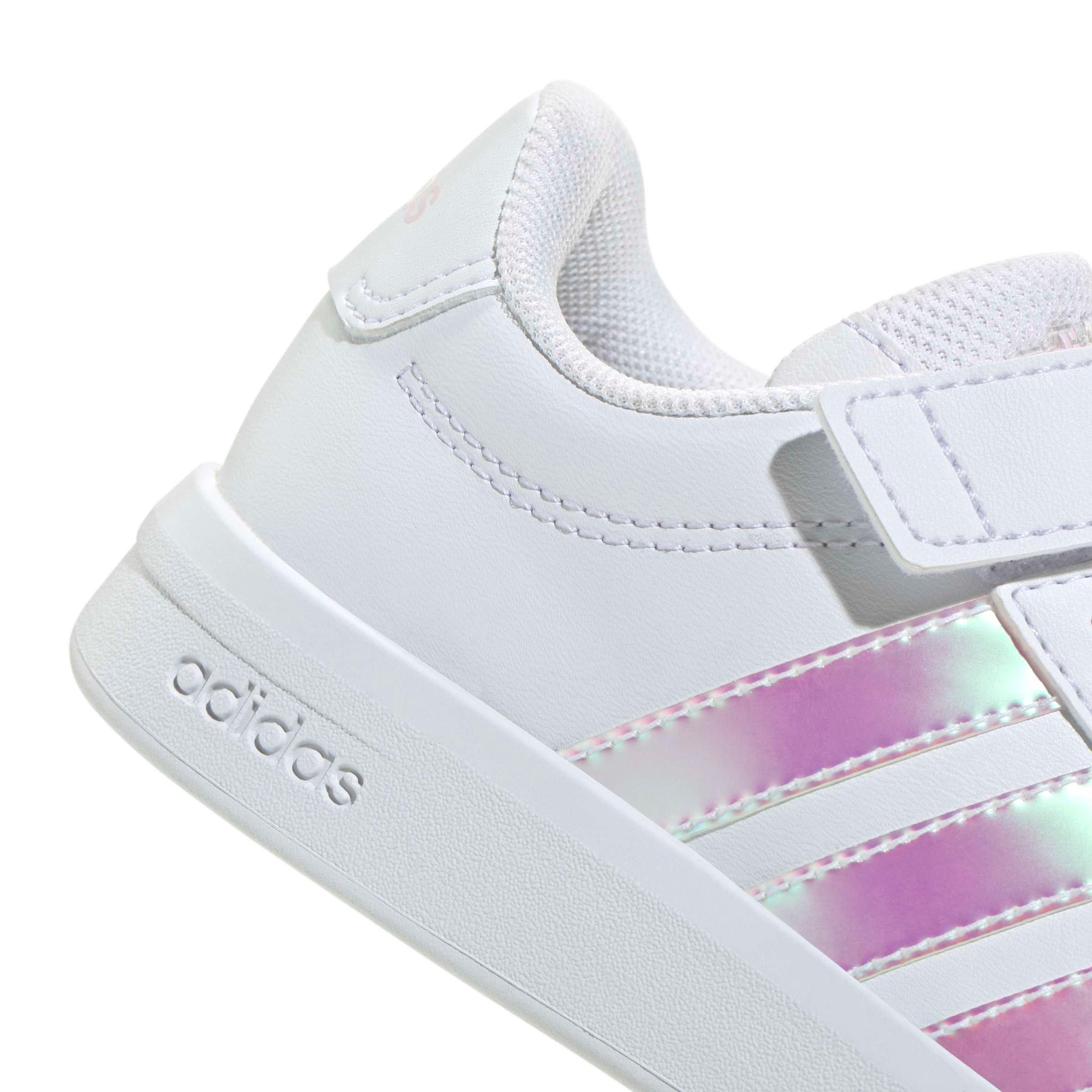 adidas Grand Court 3.0 EL C "Ftwr White/Iridescent/Ftwr White" Preschool Girls' Shoe - WHITE/IRIDESCENT/WHITE