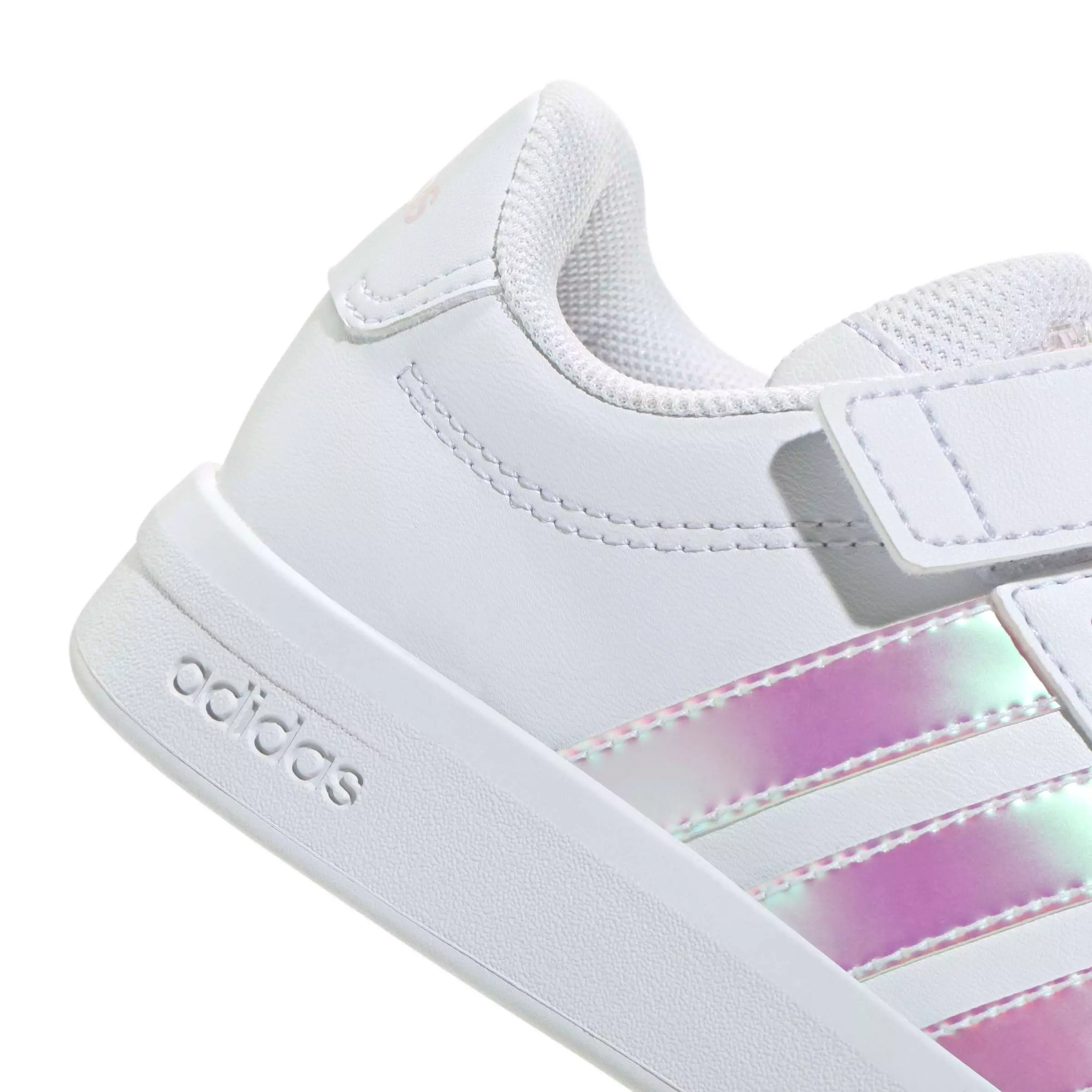 adidas Grand Court 3.0 EL C "Ftwr White/Iridescent/Ftwr White" Preschool Girls' Shoe - WHITE/IRIDESCENT/WHITE