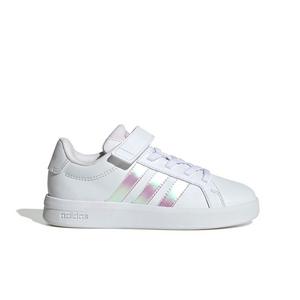 adidas Grand Court 3.0 EL C "Ftwr White/Iridescent/Ftwr White" Preschool Girls' Shoe - WHITE/IRIDESCENT/WHITE