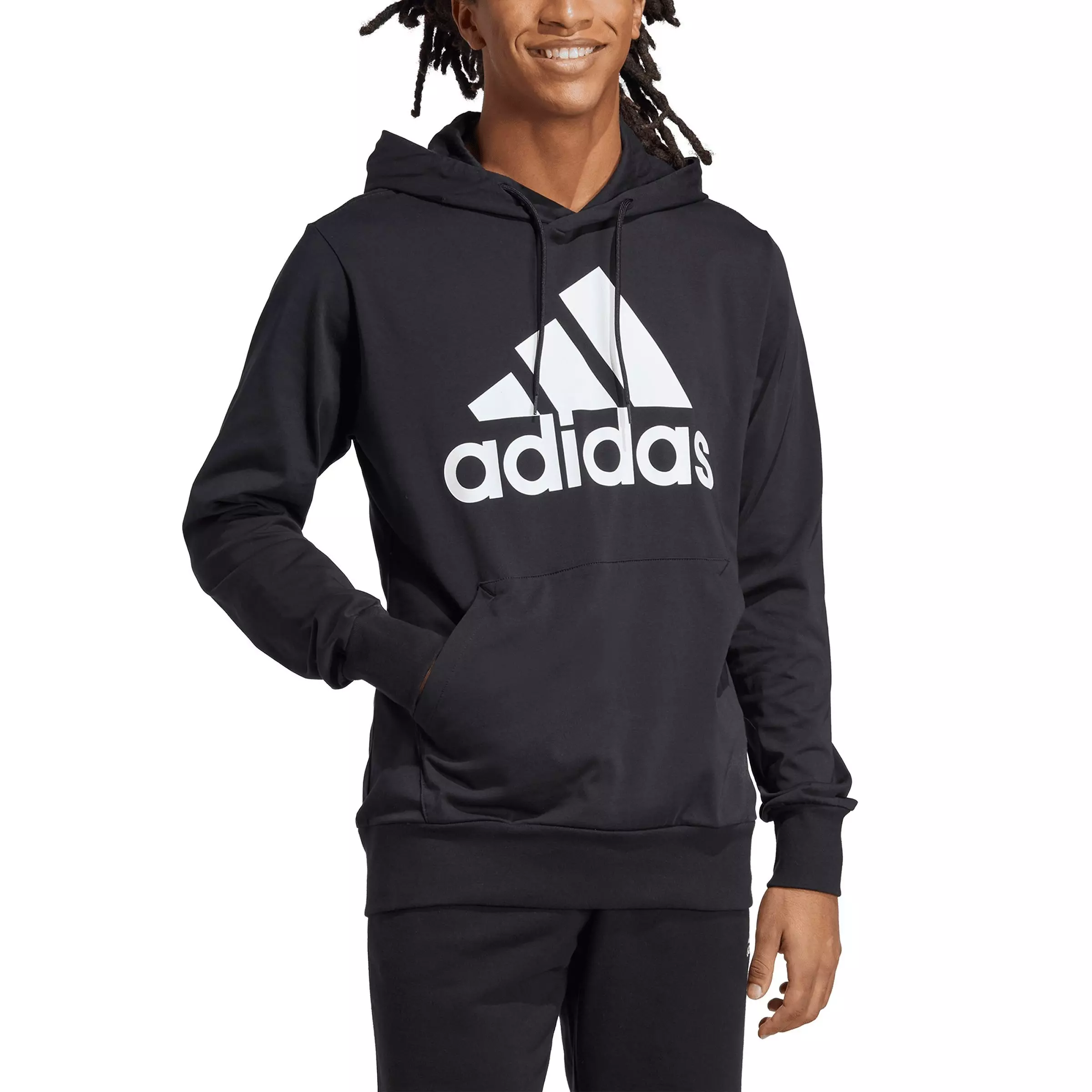adidas Men's Essentials Logo Hoodie-Black/White - BLACK/WHITE