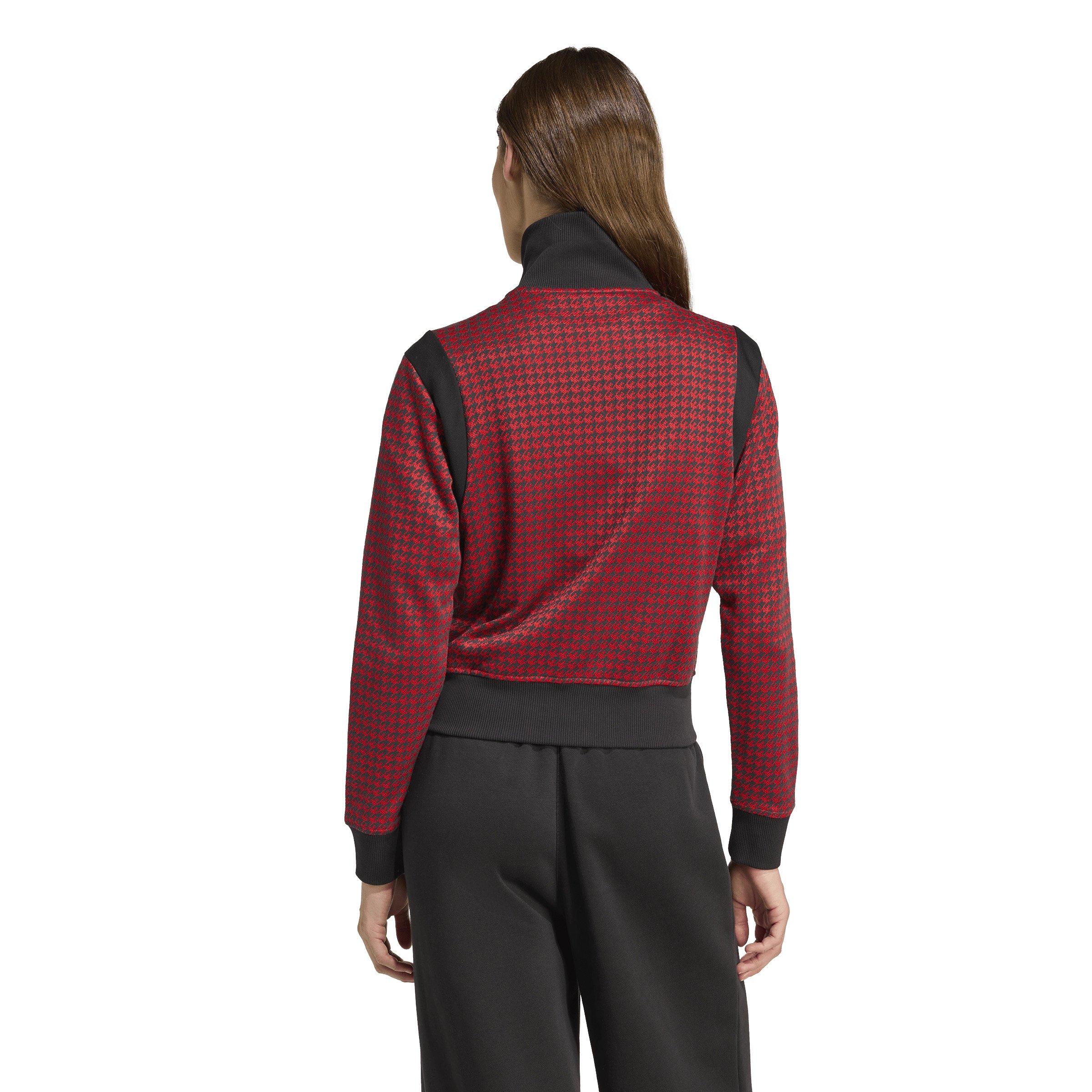 adidas Originals Women's Houndstooth Track Jacket -Red/Black - RED/BLACK Thumbnail View 2