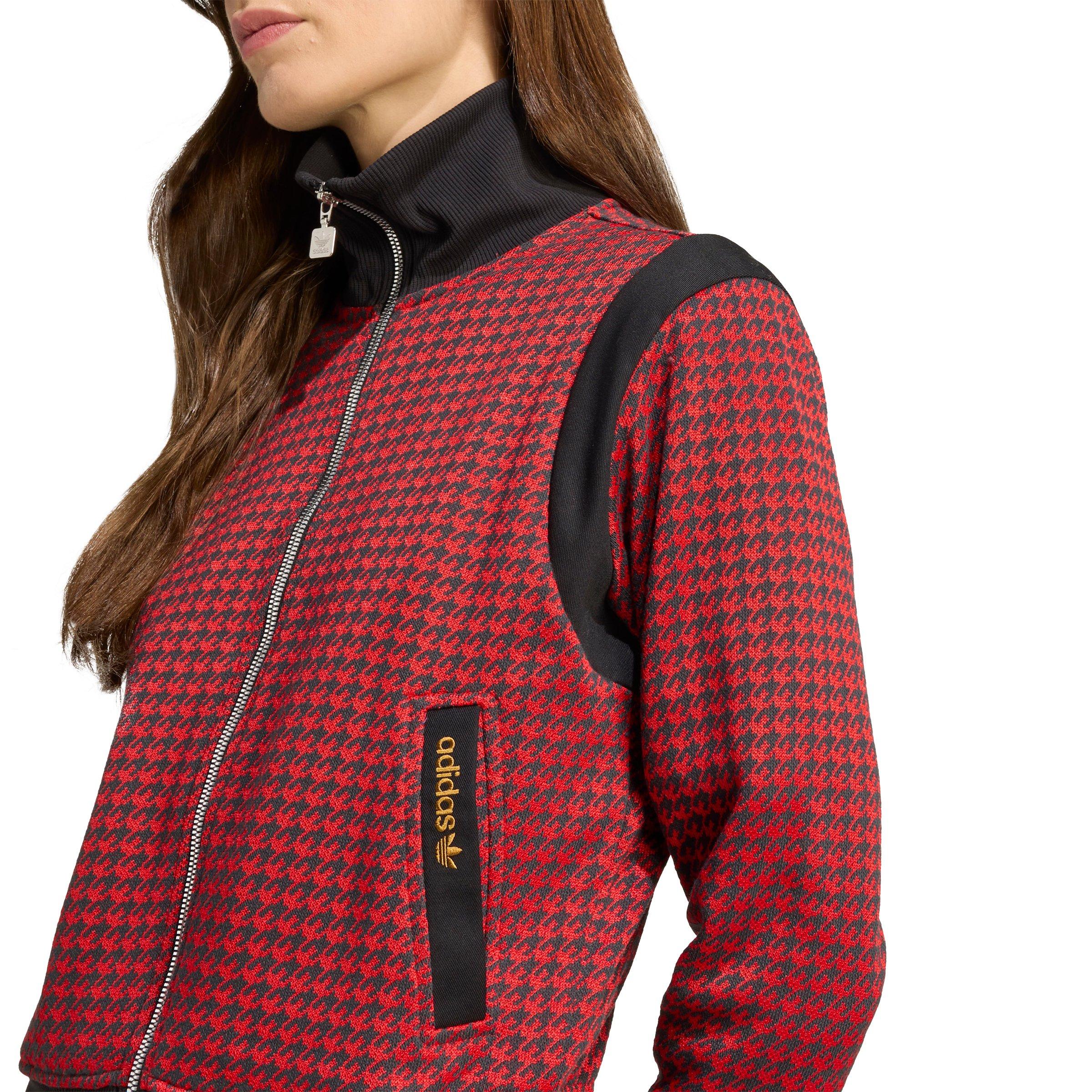 adidas Originals Women's Houndstooth Track Jacket -Red/Black - RED/BLACK Thumbnail View 3