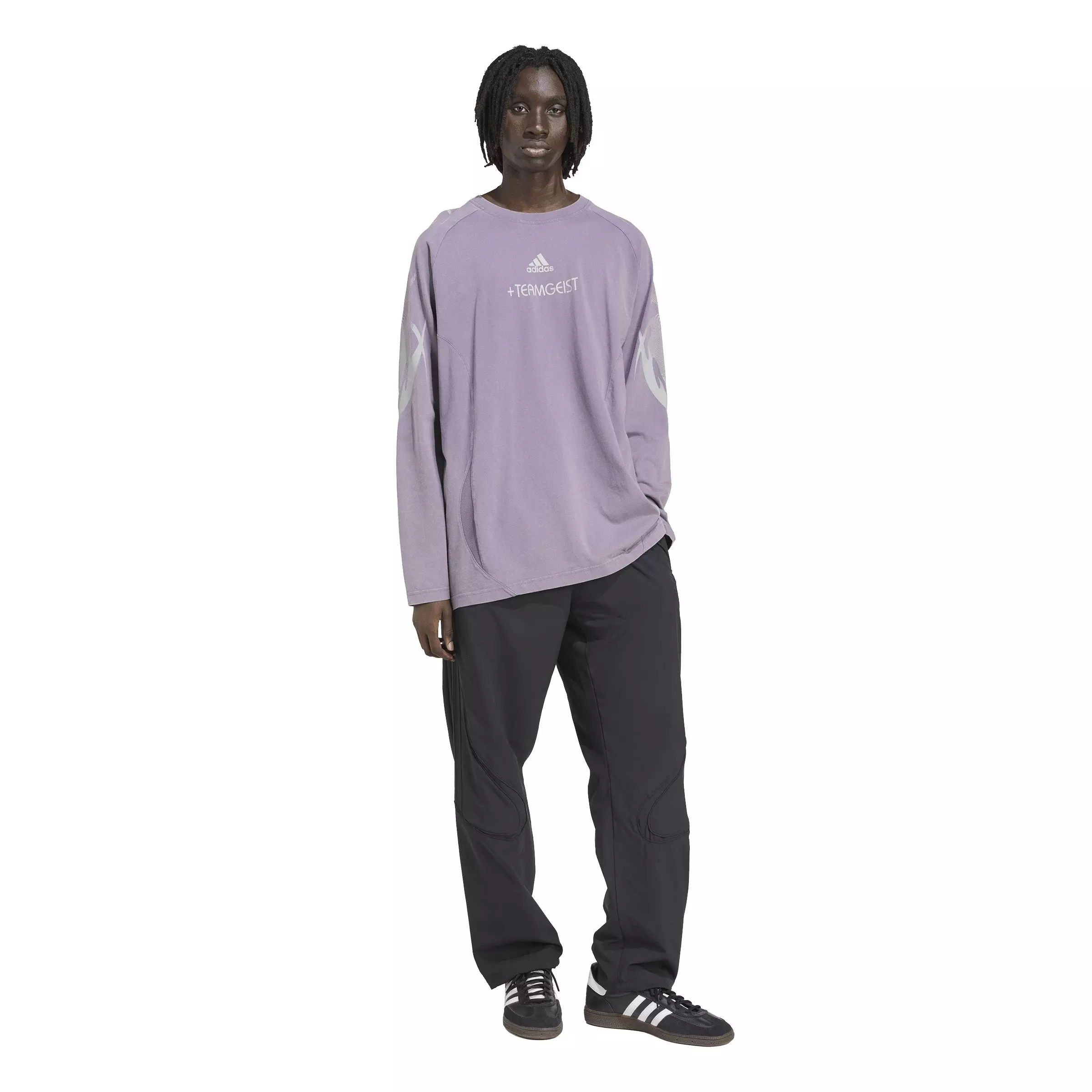 adidas Originals Men's Adilenium Season 4 Teamgeist Graphic Long Sleeve Tee -Violet - VIOLET