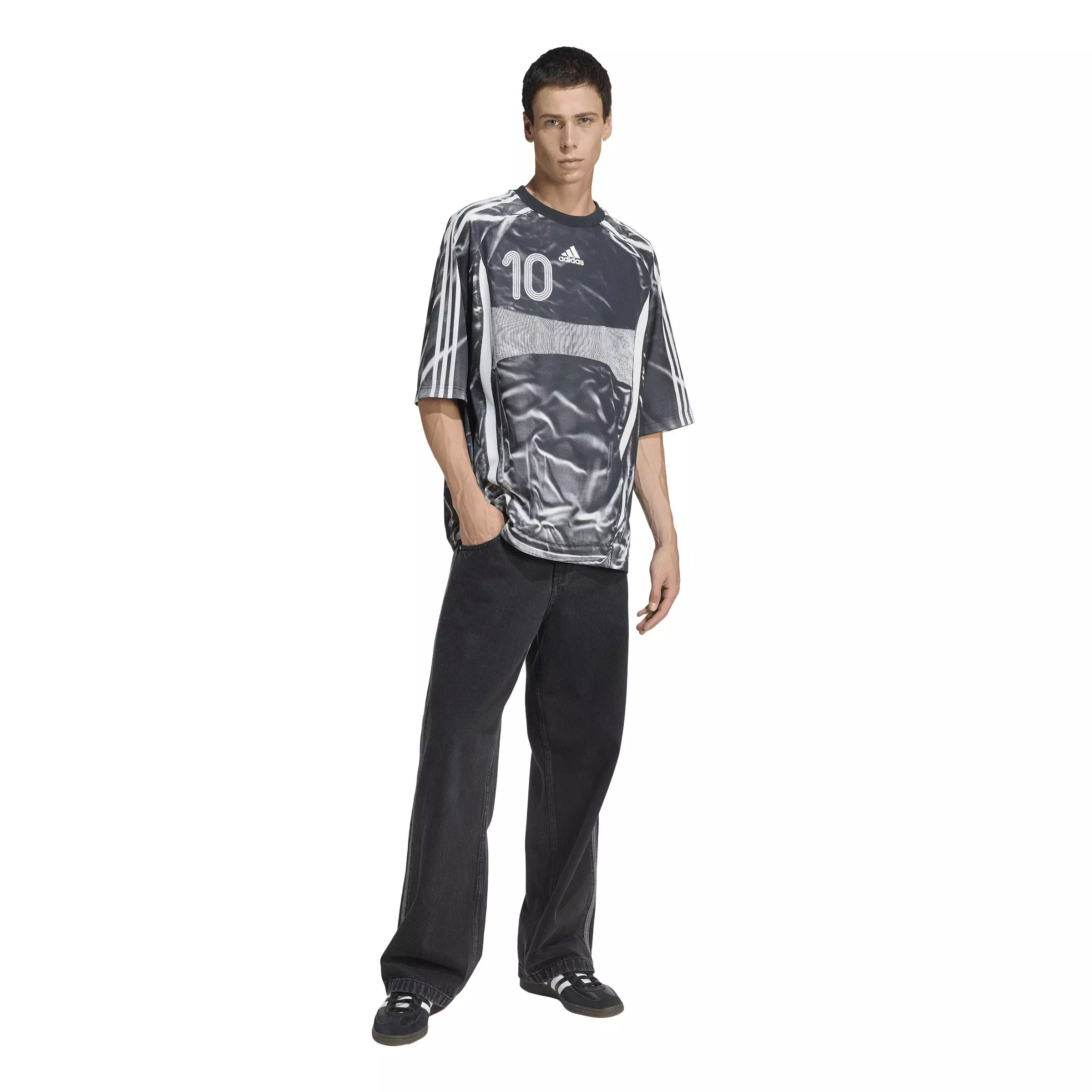 adidas Originals Men's Adilenium Season 4 Teamgeist Printed Jersey - Black - BLACK