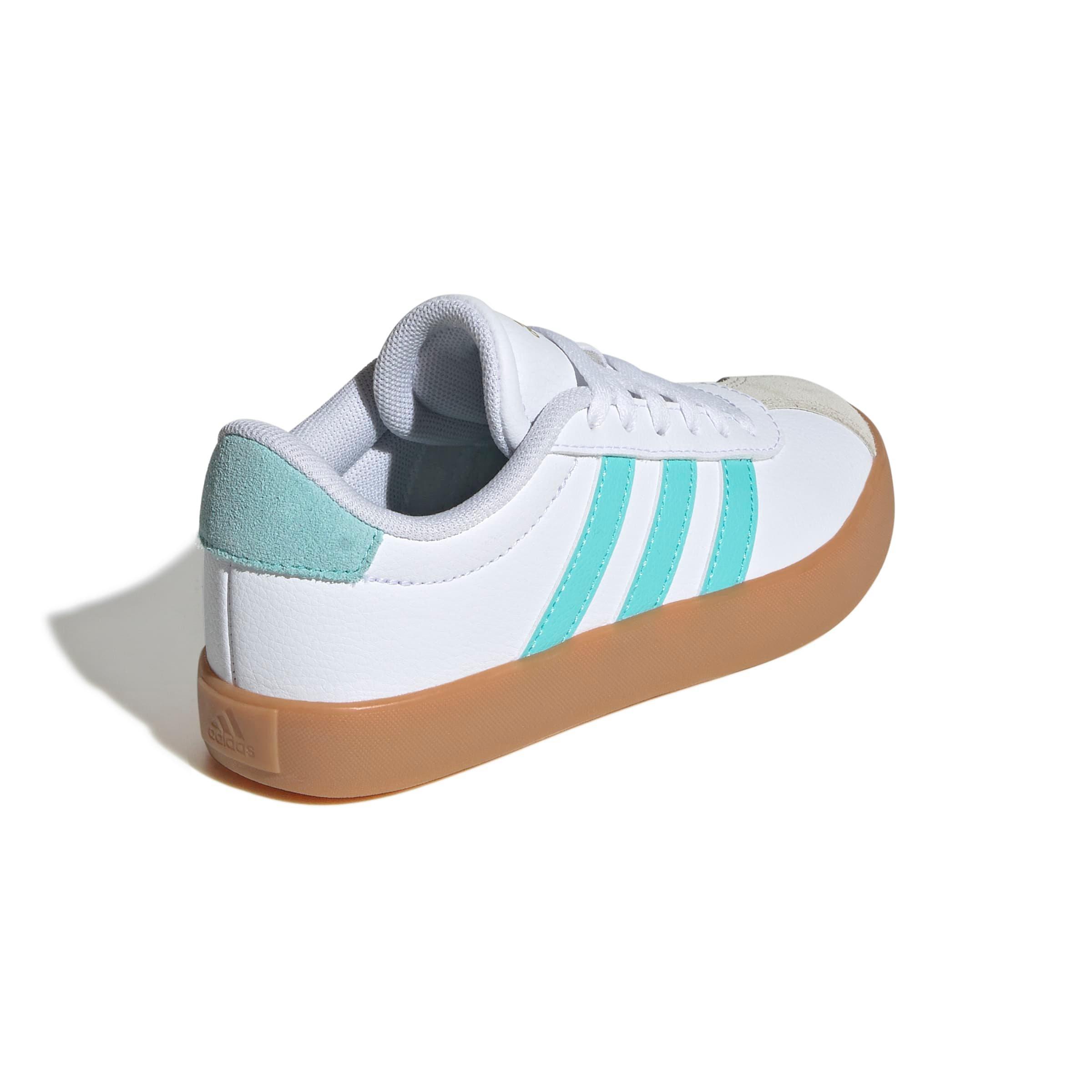 adidas VL Court 3.0 "Ftwr White/Flash Aqua/Alumina" Preschool Girls' Shoe - WHITE/AQUA/ALUMINA