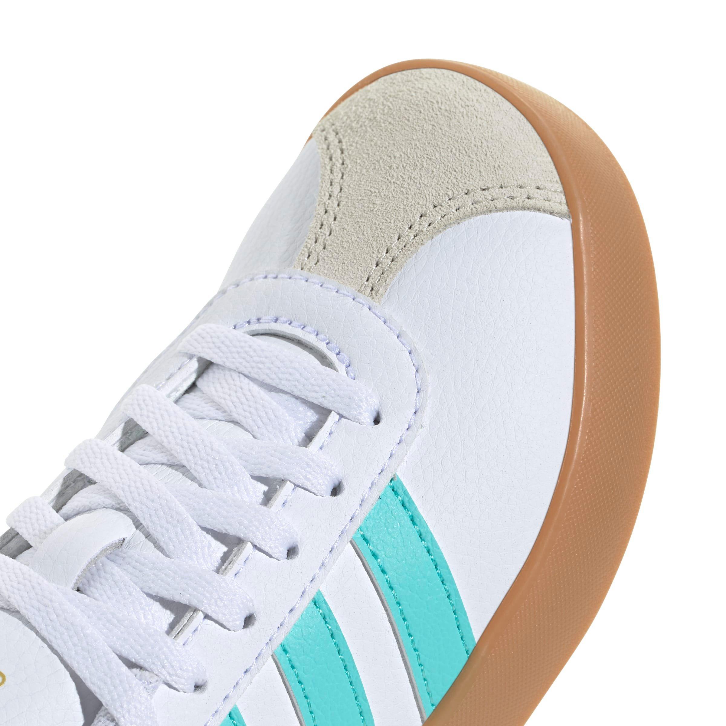 adidas VL Court 3.0 "Ftwr White/Flash Aqua/Alumina" Preschool Girls' Shoe - WHITE/AQUA/ALUMINA