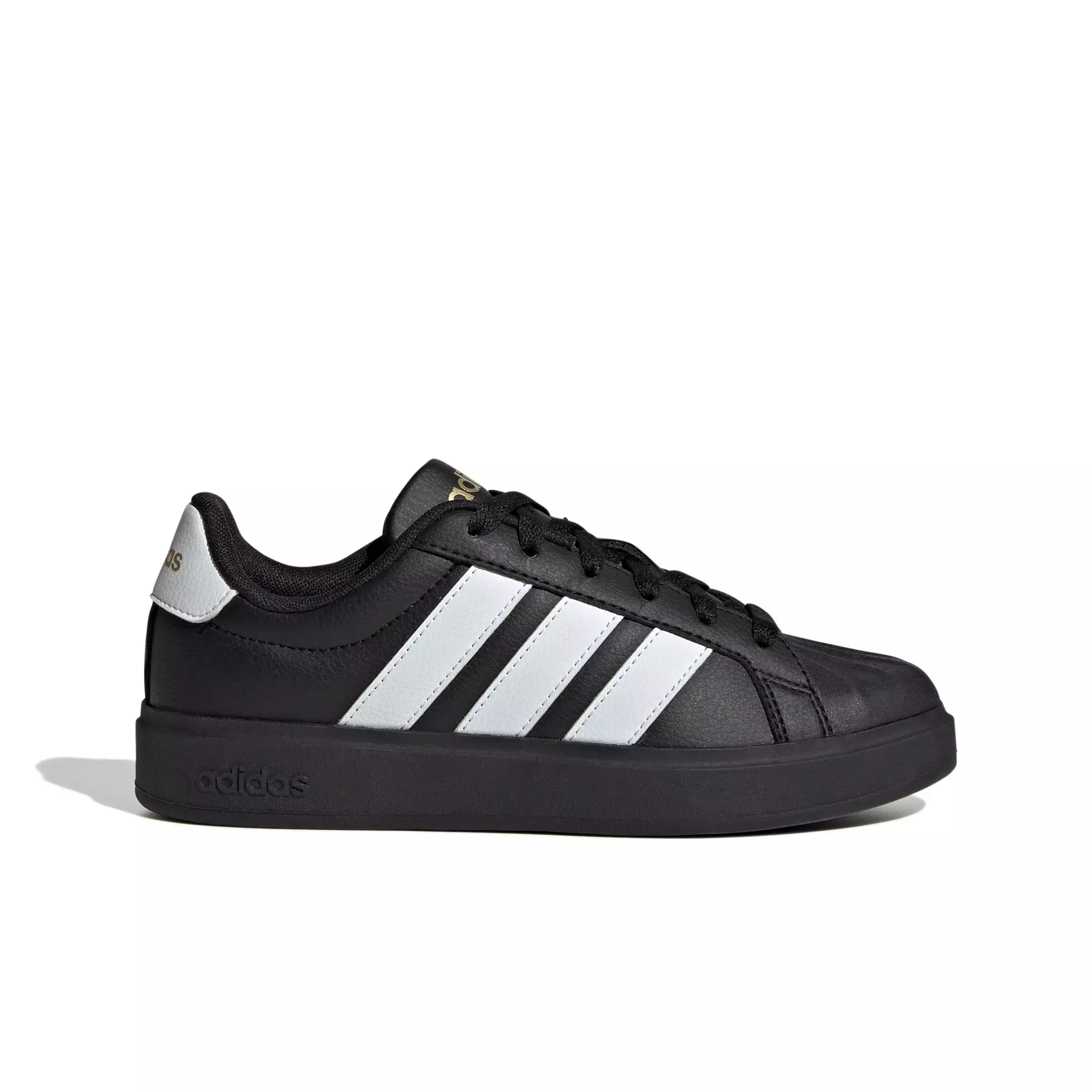 adidas Streettalk "Core Black/Ftwr White/Gold Metallic" Grade School Girls' Shoe - BLACK/WHITE/GOLD