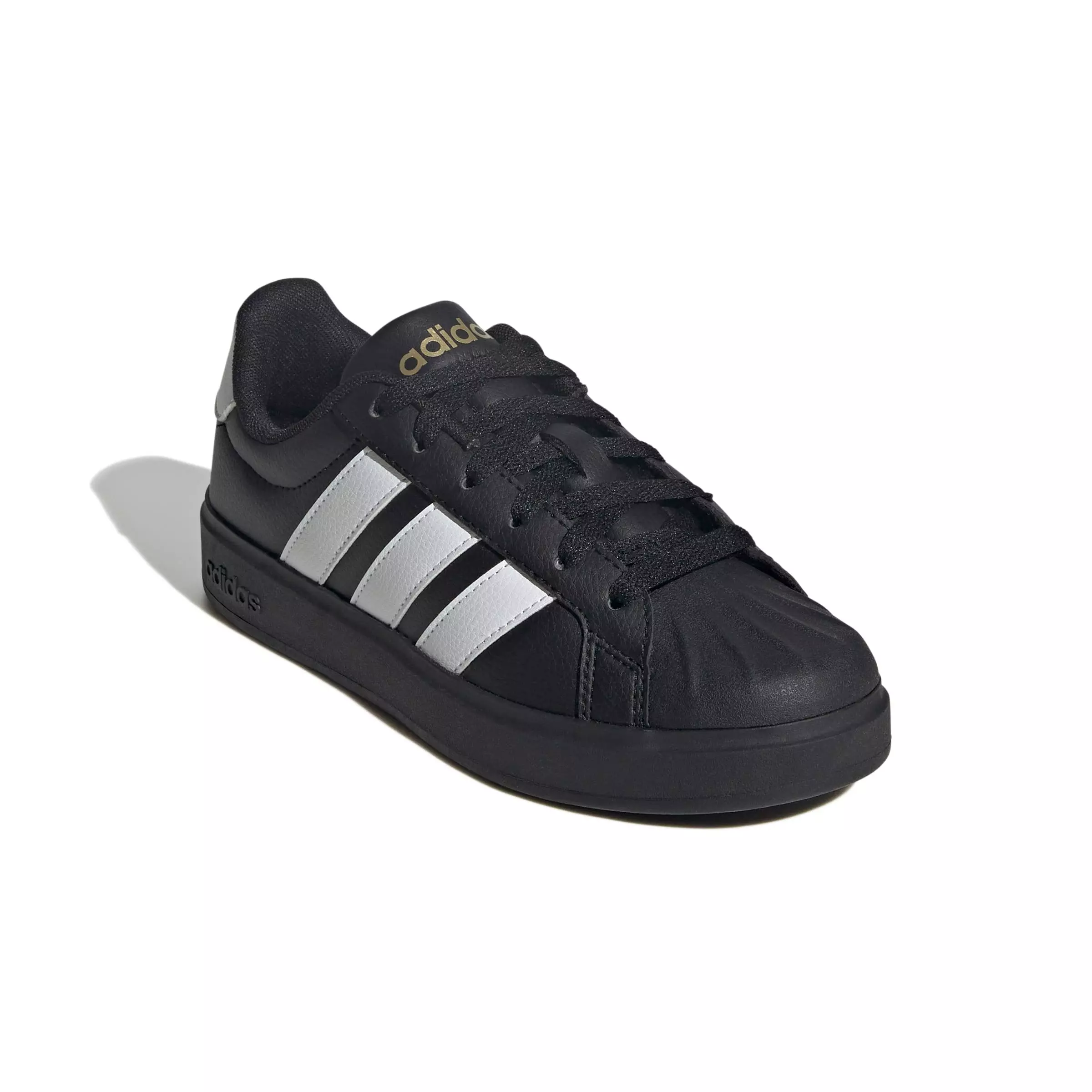 adidas Streettalk "Core Black/Ftwr White/Gold Metallic" Grade School Girls' Shoe - BLACK/WHITE/GOLD
