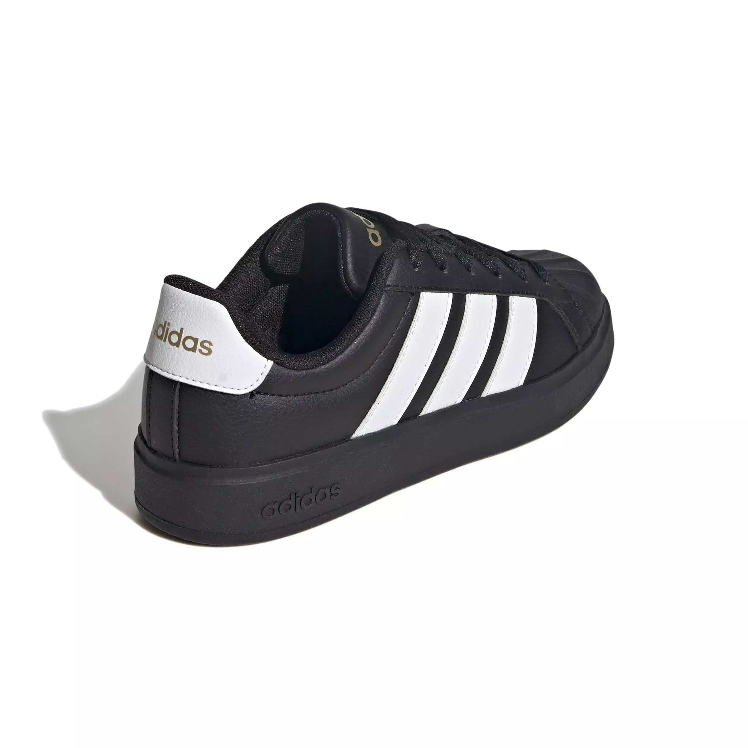 adidas Streettalk "Core Black/Ftwr White/Gold Metallic" Grade School Girls' Shoe - BLACK/WHITE/GOLD