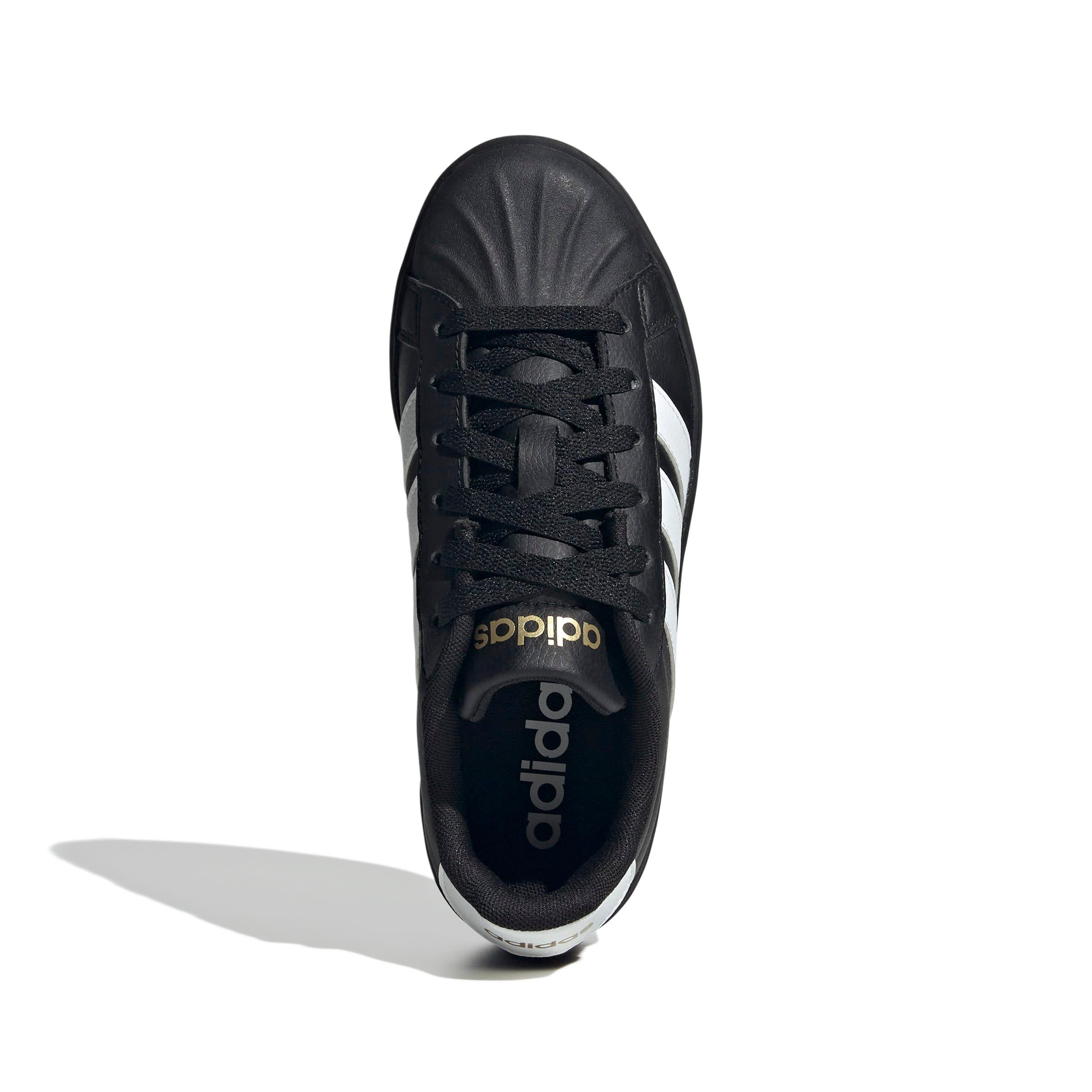 adidas Streettalk "Core Black/Ftwr White/Gold Metallic" Grade School Girls' Shoe - BLACK/WHITE/GOLD