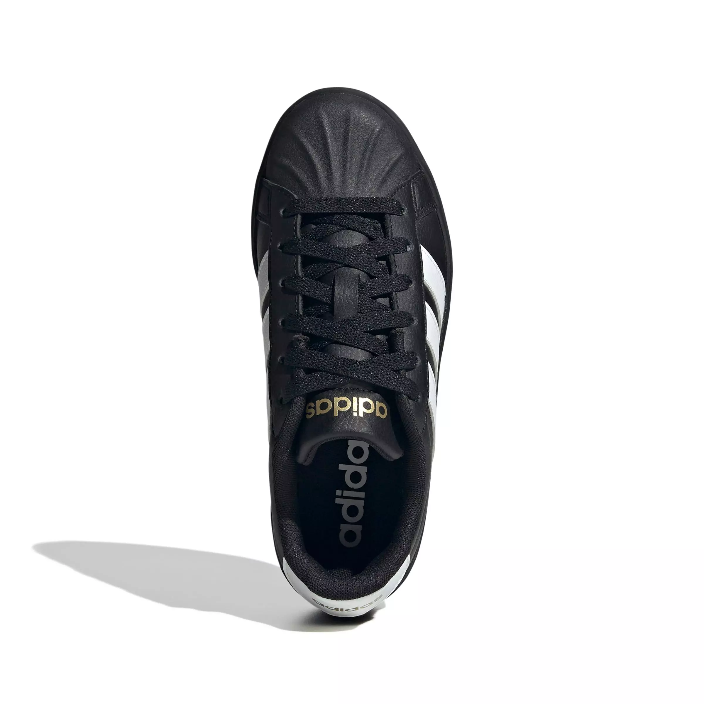 adidas Streettalk "Core Black/Ftwr White/Gold Metallic" Grade School Girls' Shoe - BLACK/WHITE/GOLD