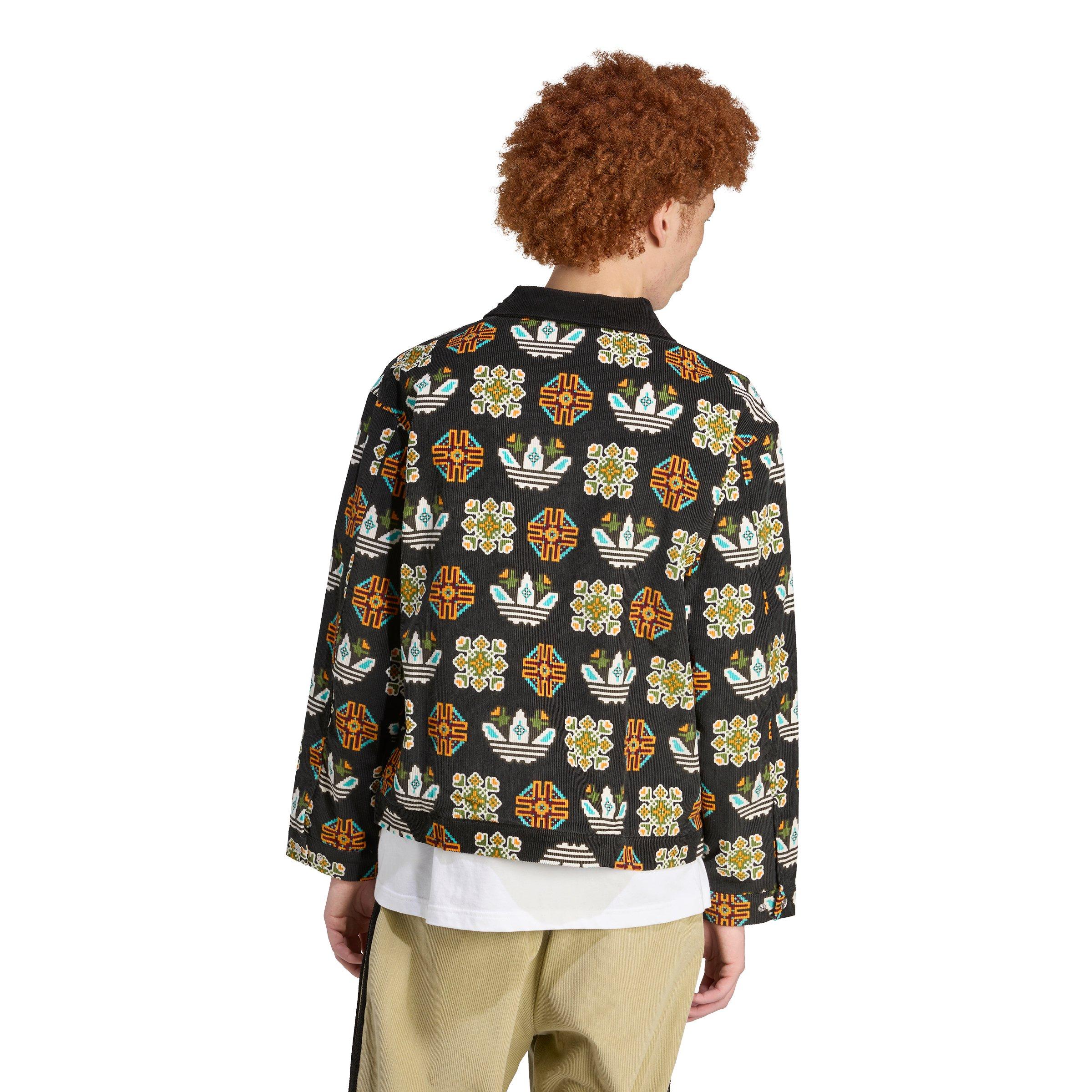 adidas Originals Men's Monogram Allover Print Loose Coach Jacket - Black - BLACK Thumbnail View 2